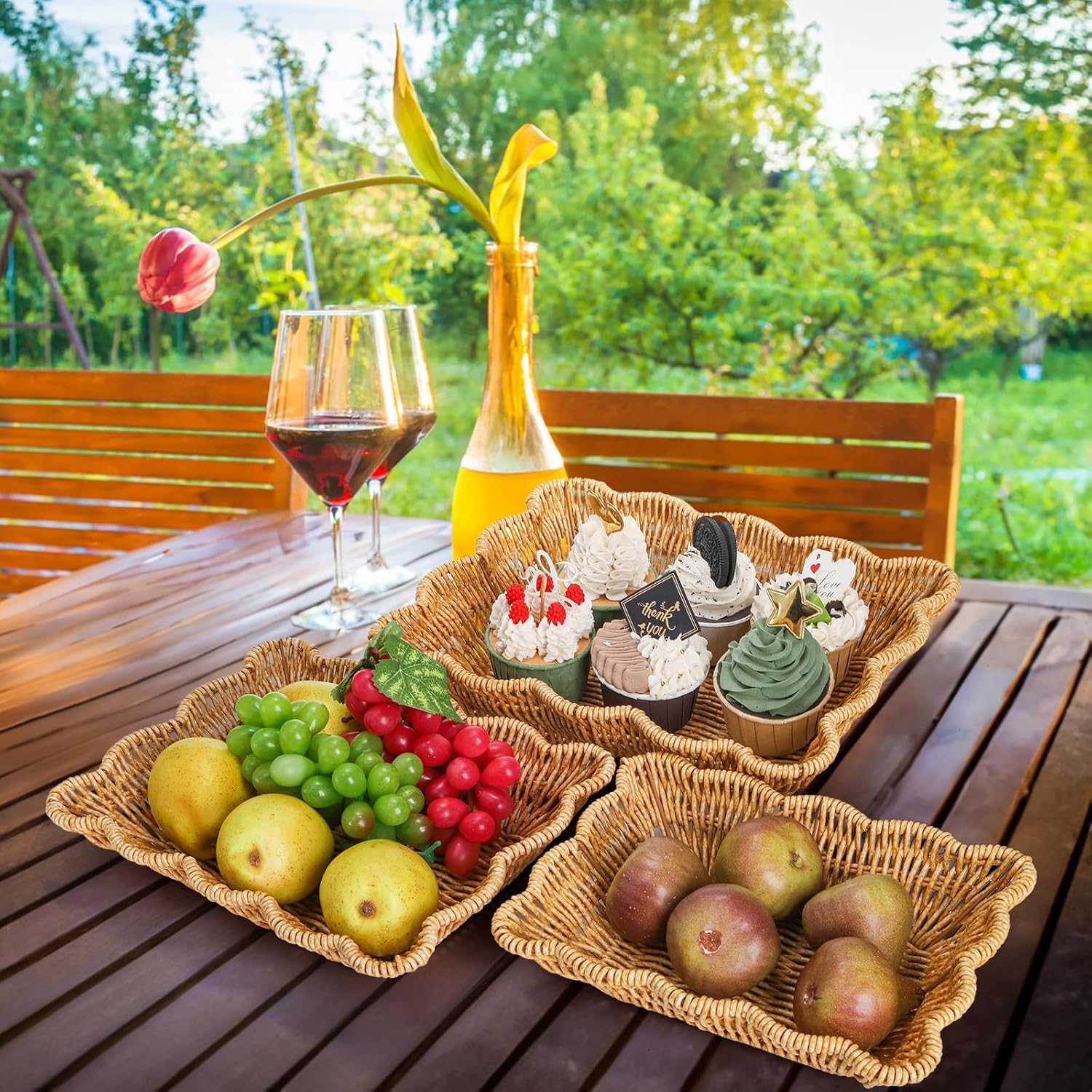 Poly Wicker Bread Baskets / Set of 3