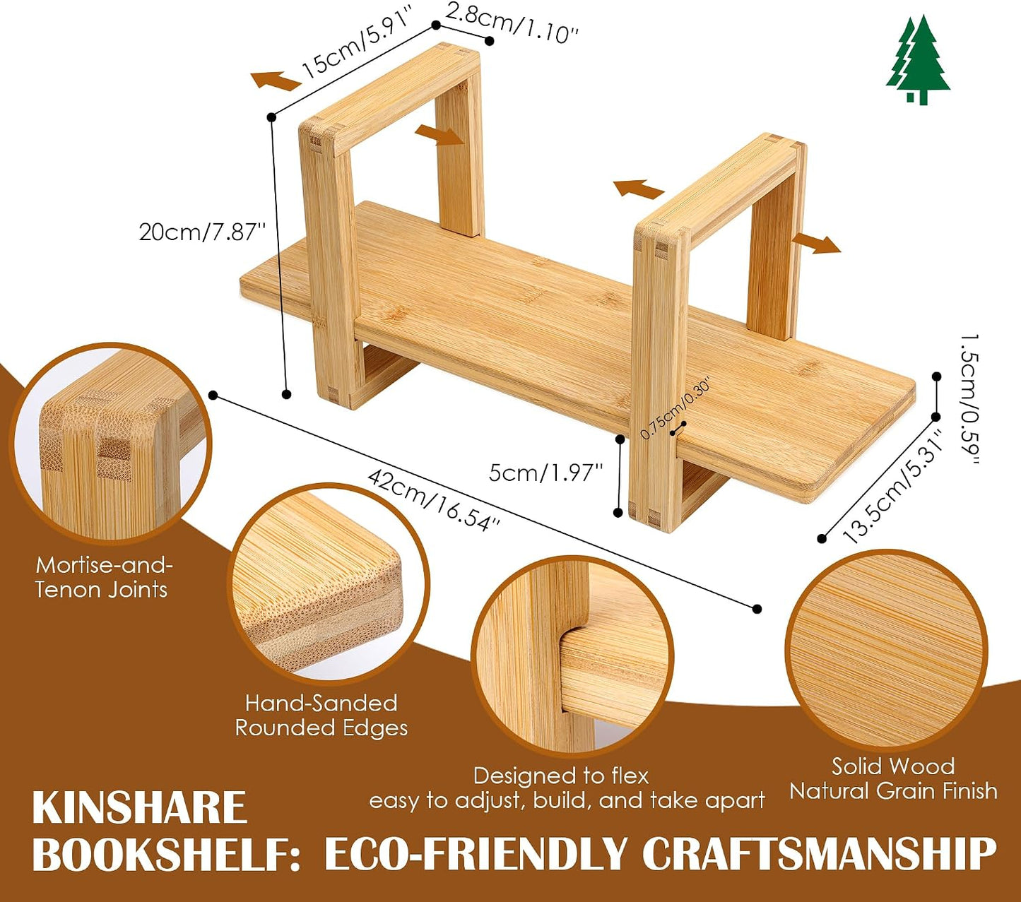 Small Adjustable Desk Bookshelf Organizer / Bright Bamboo