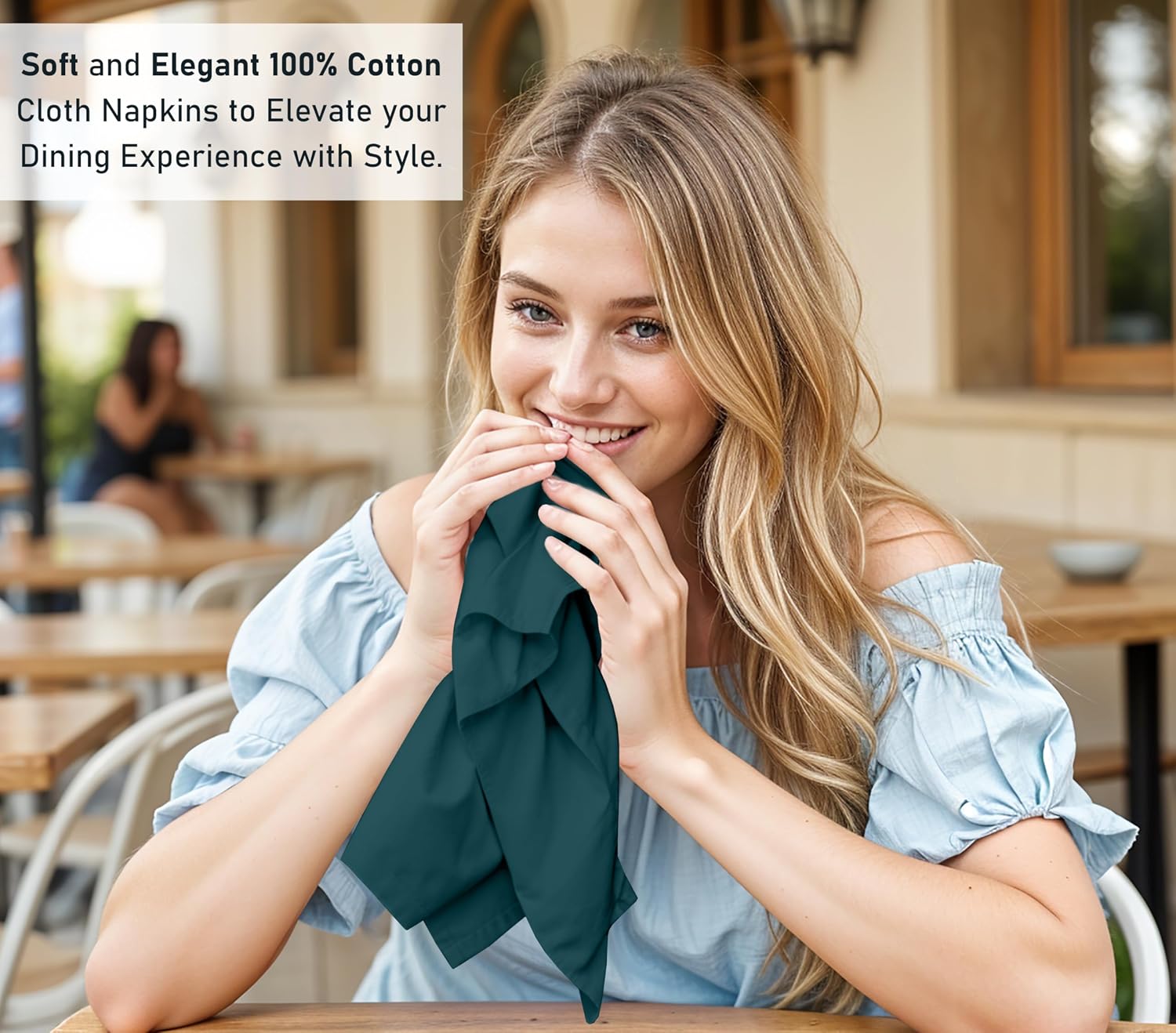 Ruvanti Cloth Napkins Set of 12, 100% Cotton 18”x18” - Deep Teal | Washable, Soft, Durable & Absorbent Everyday