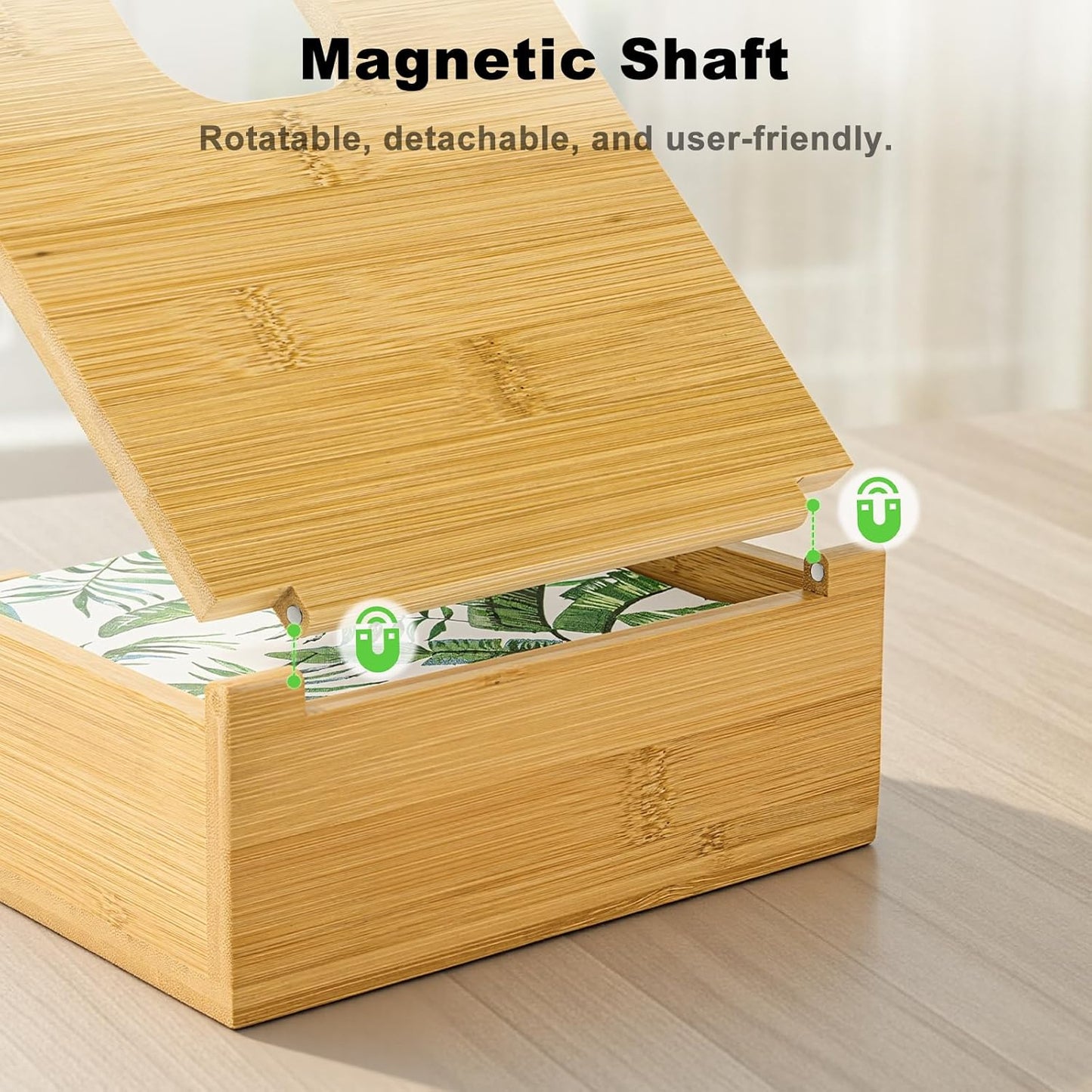 Large Modern Square Paper Napkin Holder for Dining Dinner Kitchen / Bamboo / 13 x 13
