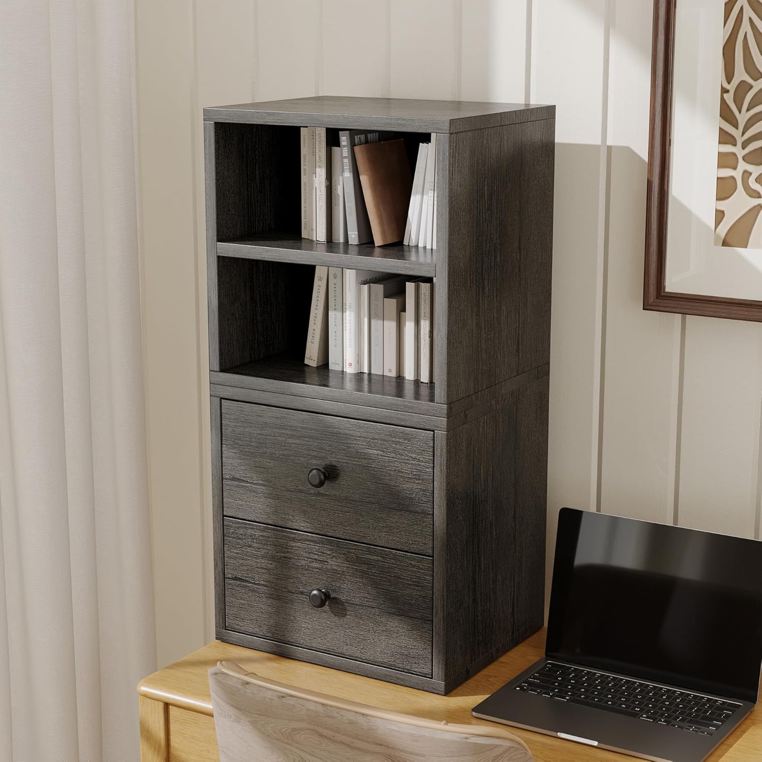 Magic DIY Cube Storage Organizer Stackable Cubes / French Oak / 1 Layer Cube