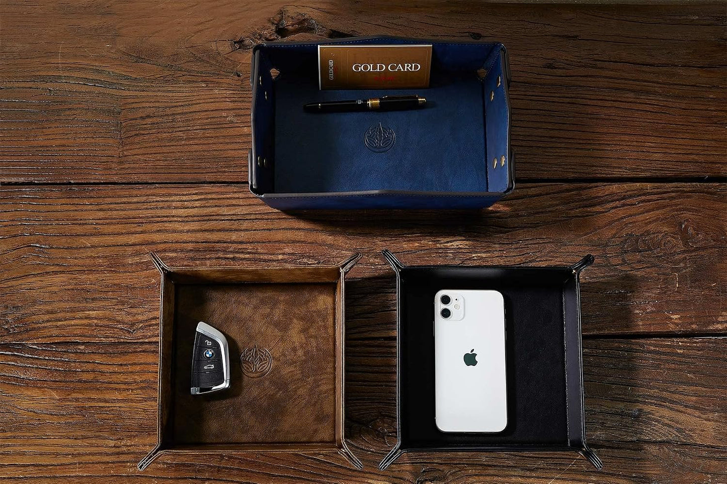 Travel PU Valet Tray / Dark Blue_l / Blue