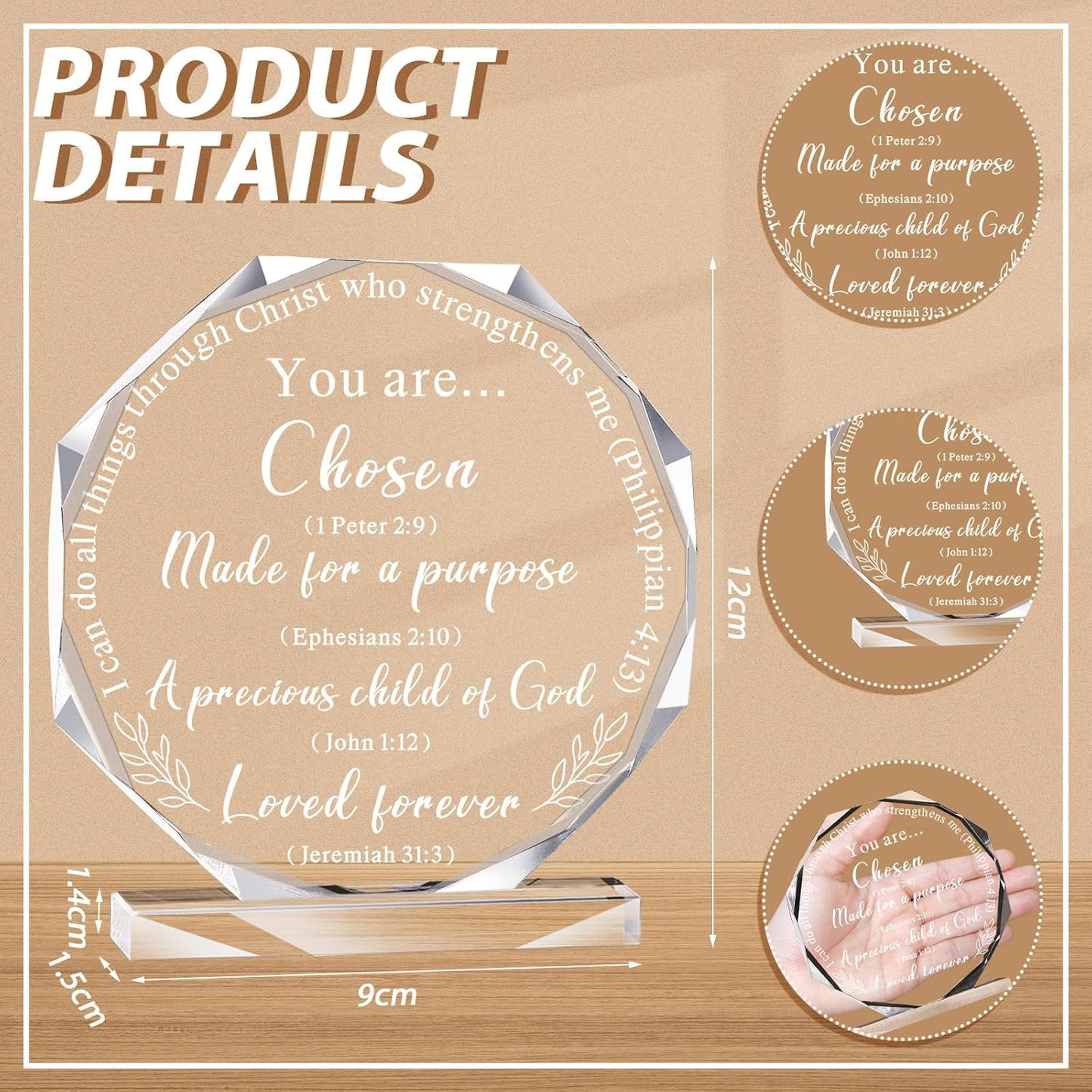 Christian Gifts for Men Inspirational Spiritual Religious Bible Verses Plaque Thank You / Modern