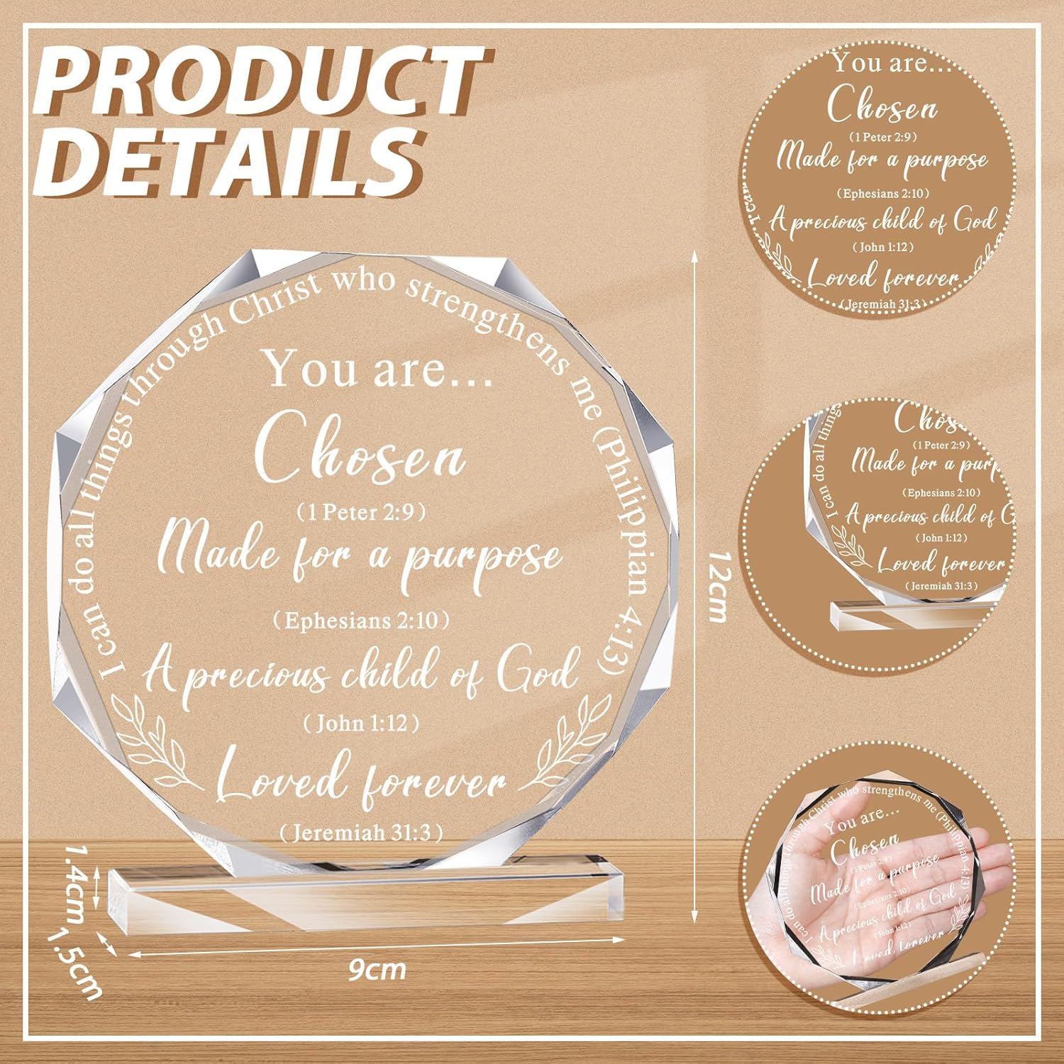 Christian Gifts for Men Inspirational Spiritual Religious Bible Verses Plaque Thank You / Modern