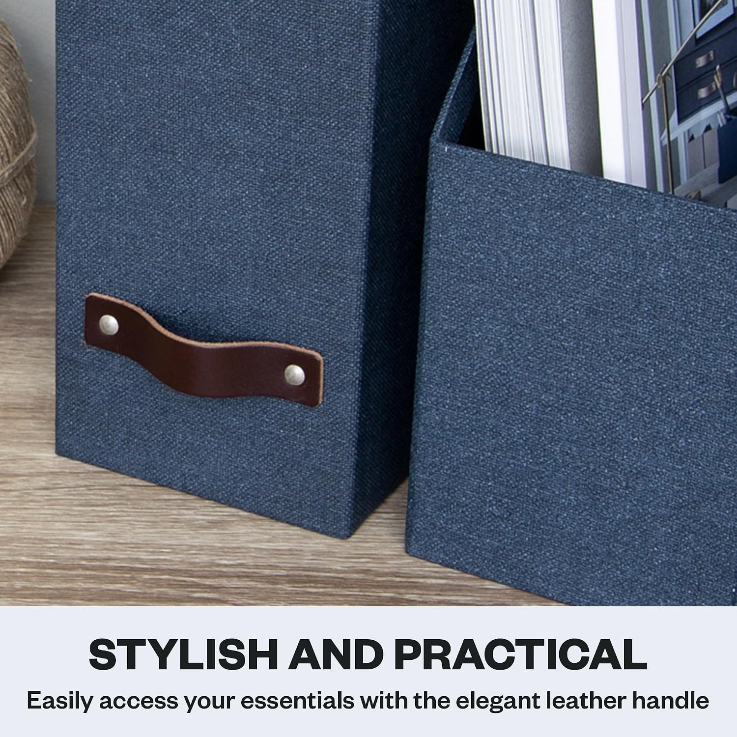 Bigso Box of Sweden Estelle Canvas Fiberboard Upright Magazine Holder and Organizer for Papers and Catalogs with
