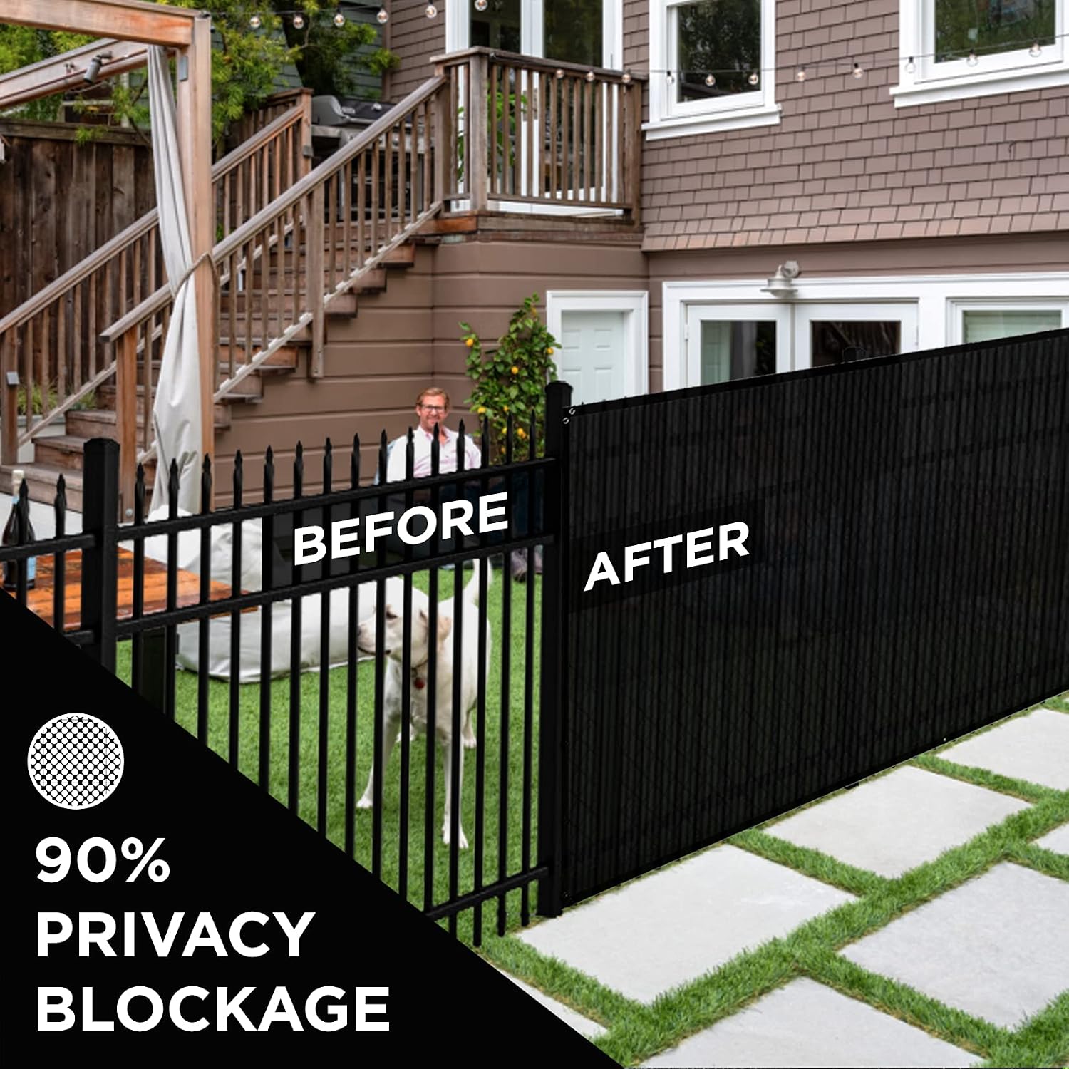 Instant Outdoor Privacy Fence Screen for Any Metal / 5' x 50 / Black