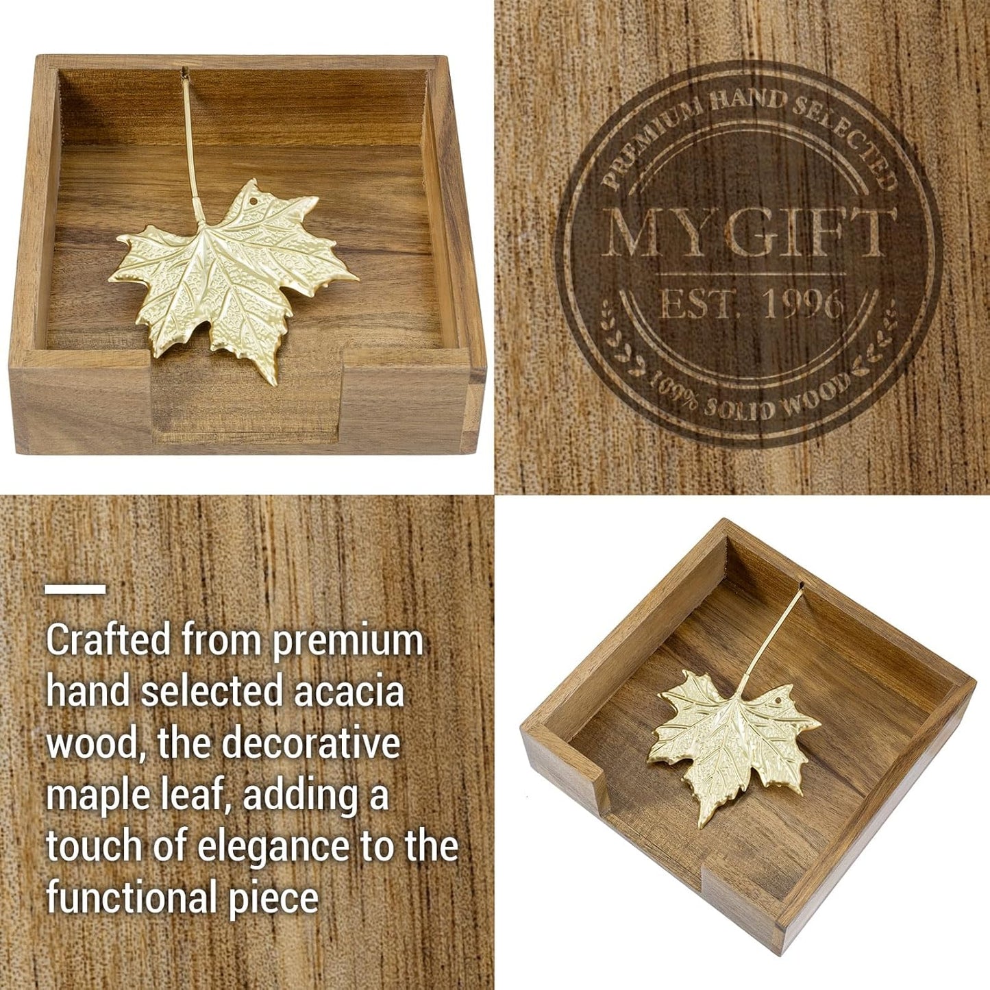 Acacia Wood Tabletop Napkin Holder / Acacia001