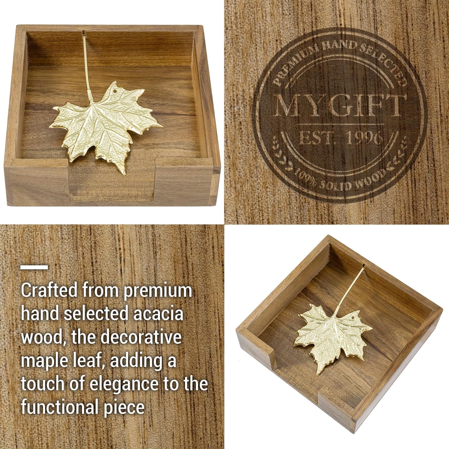 Acacia Wood Tabletop Napkin Holder / Acacia001