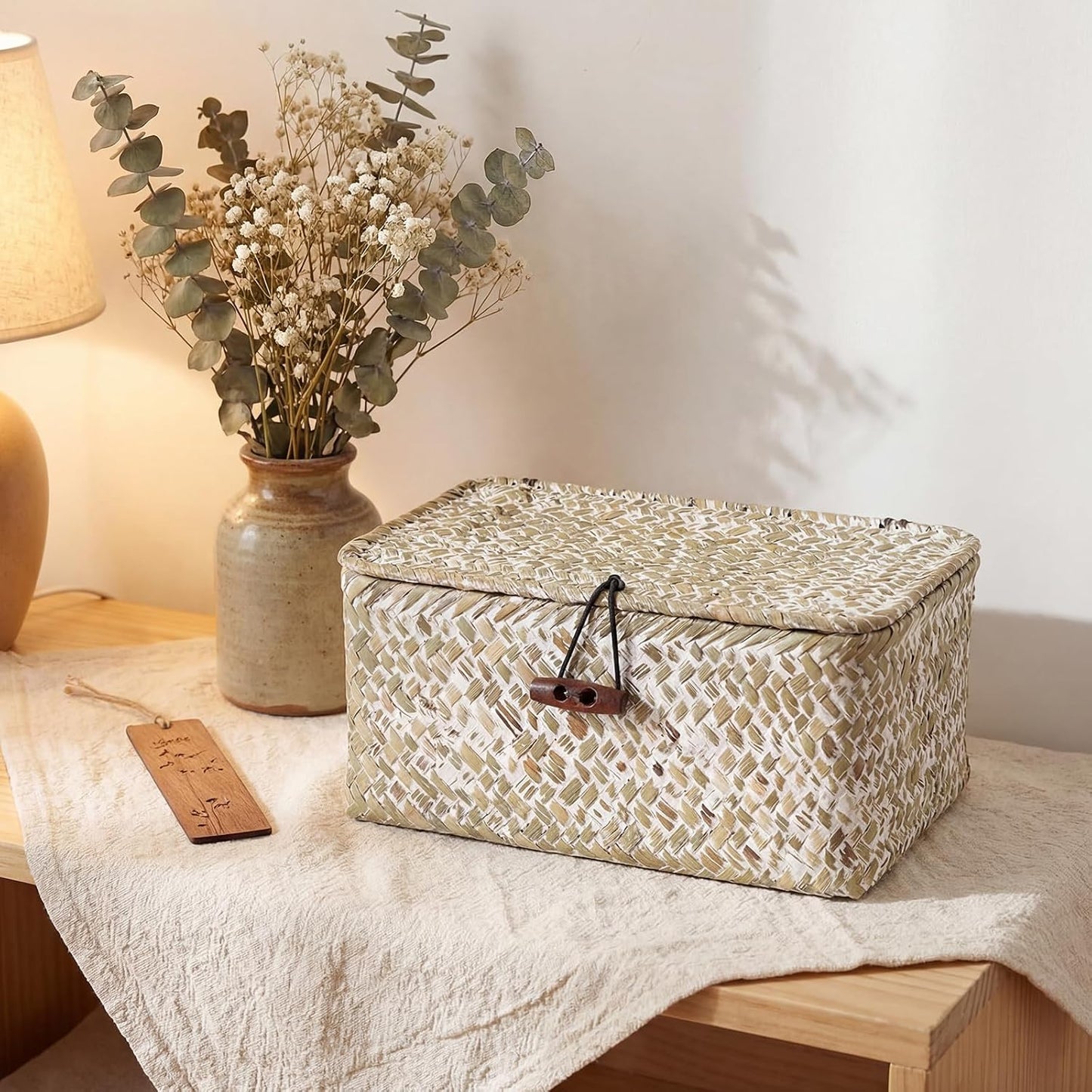 Mini Seagrass Basket / 7.0 x 4.3 x 3.3 / Whitewash Color