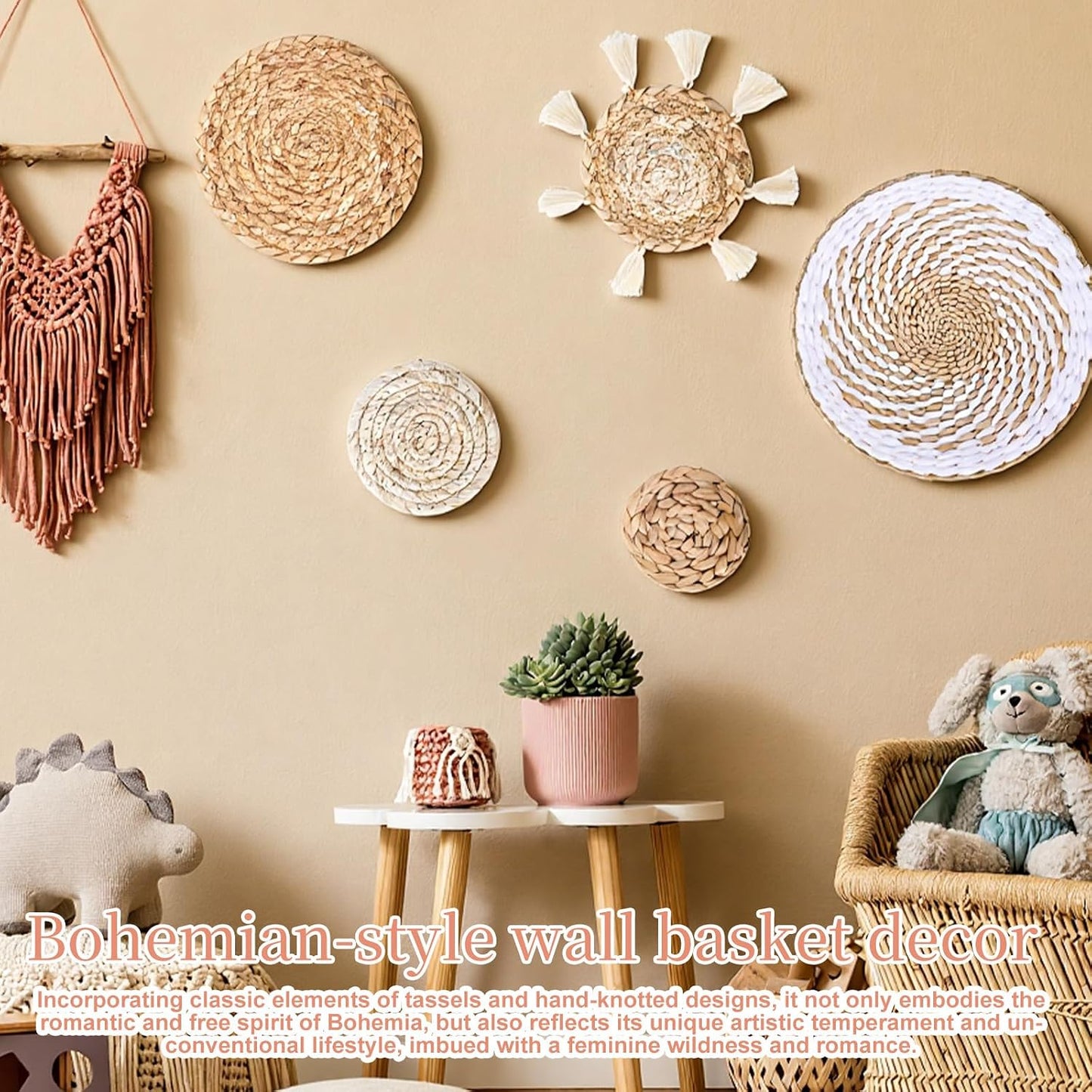 Boho Wall Basket Decor / Set of 7