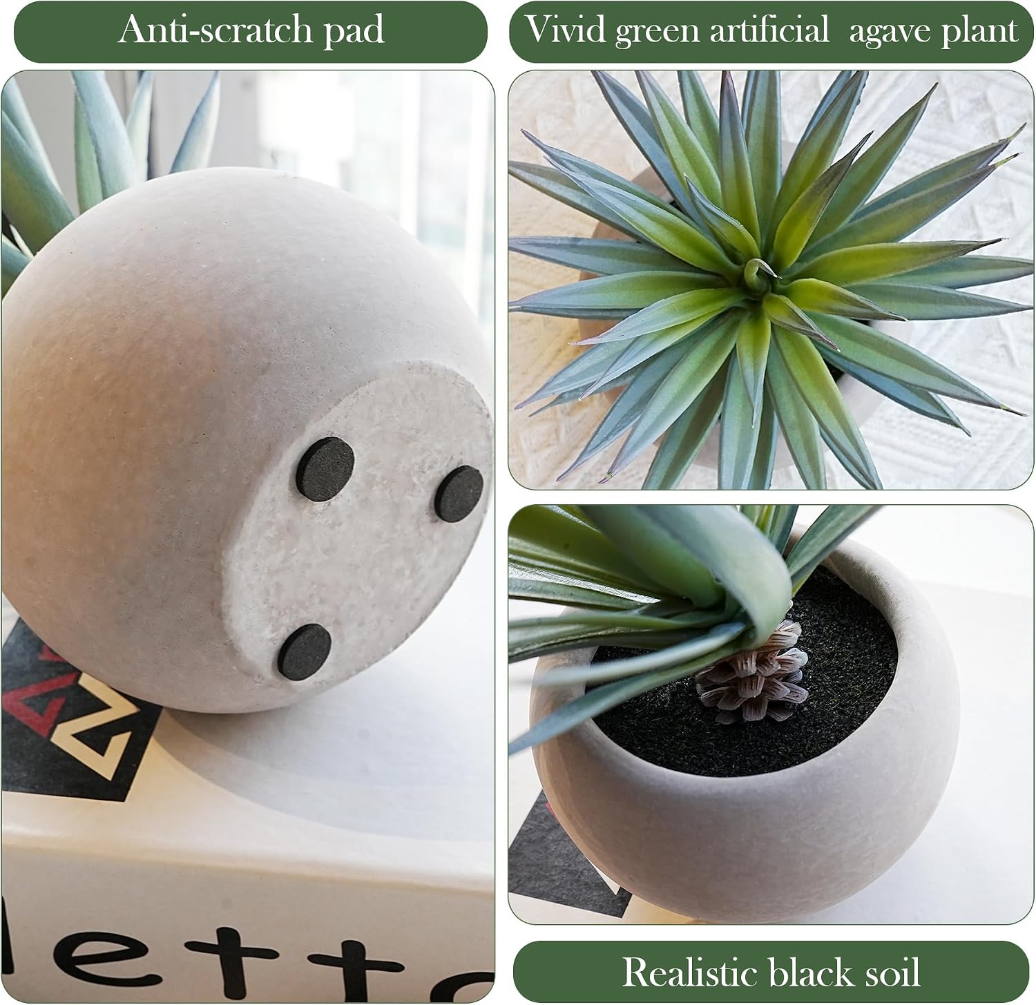 Jahe Agave Artificial Plants / Gray / 8.07 Inch / Set of 2
