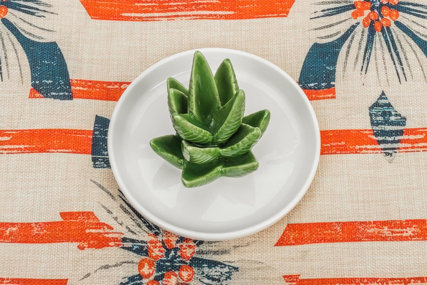 Ceramic Plant Decor Jewelry Dish Bracelet Earrings Necklace Tray for Birthday Gifts / Green