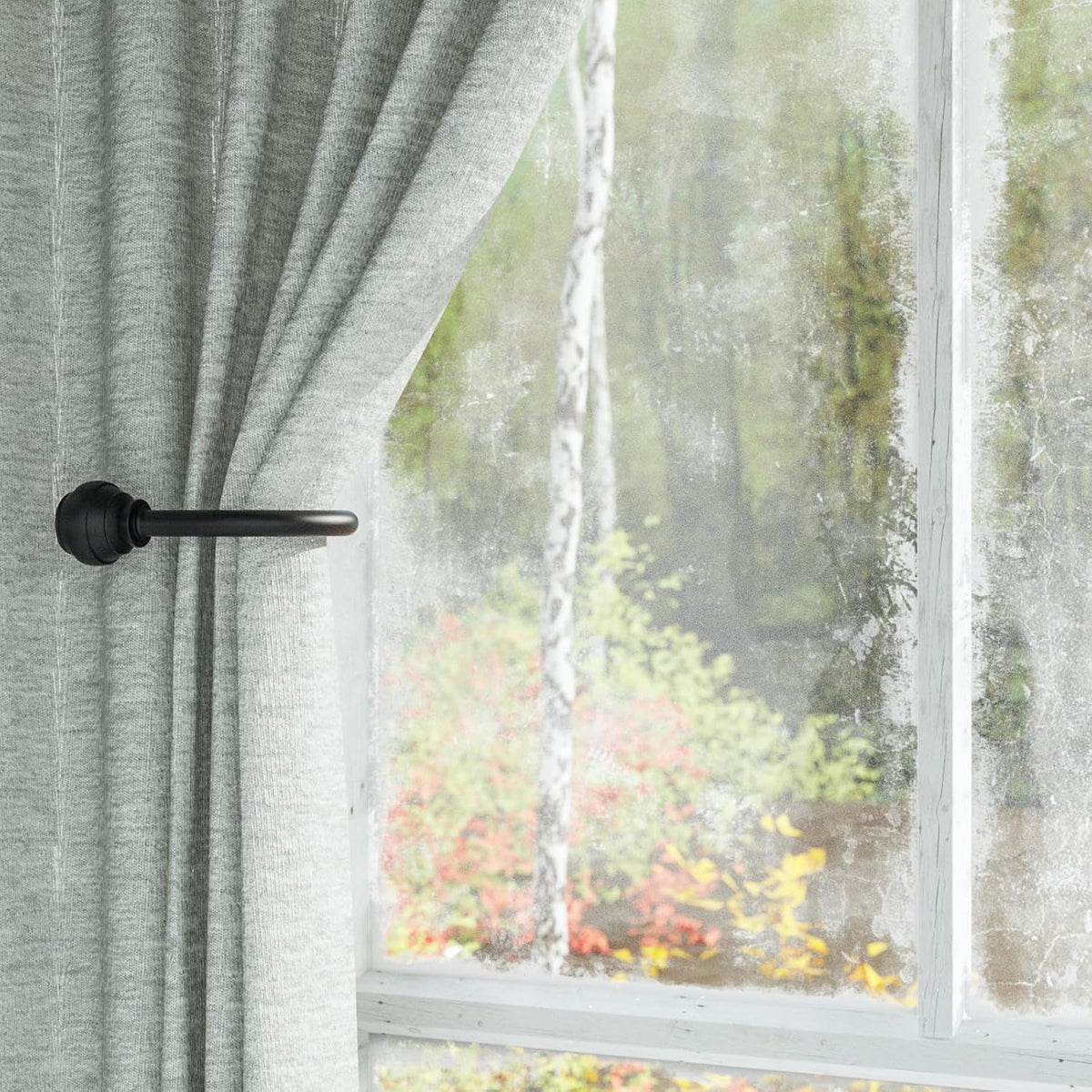 Hion Curtain Holdbacks Black 6pcs, Curtain Tiebacks Wall Mounted Hooks | Curtain Holders for Drapes, One-Piece Metal