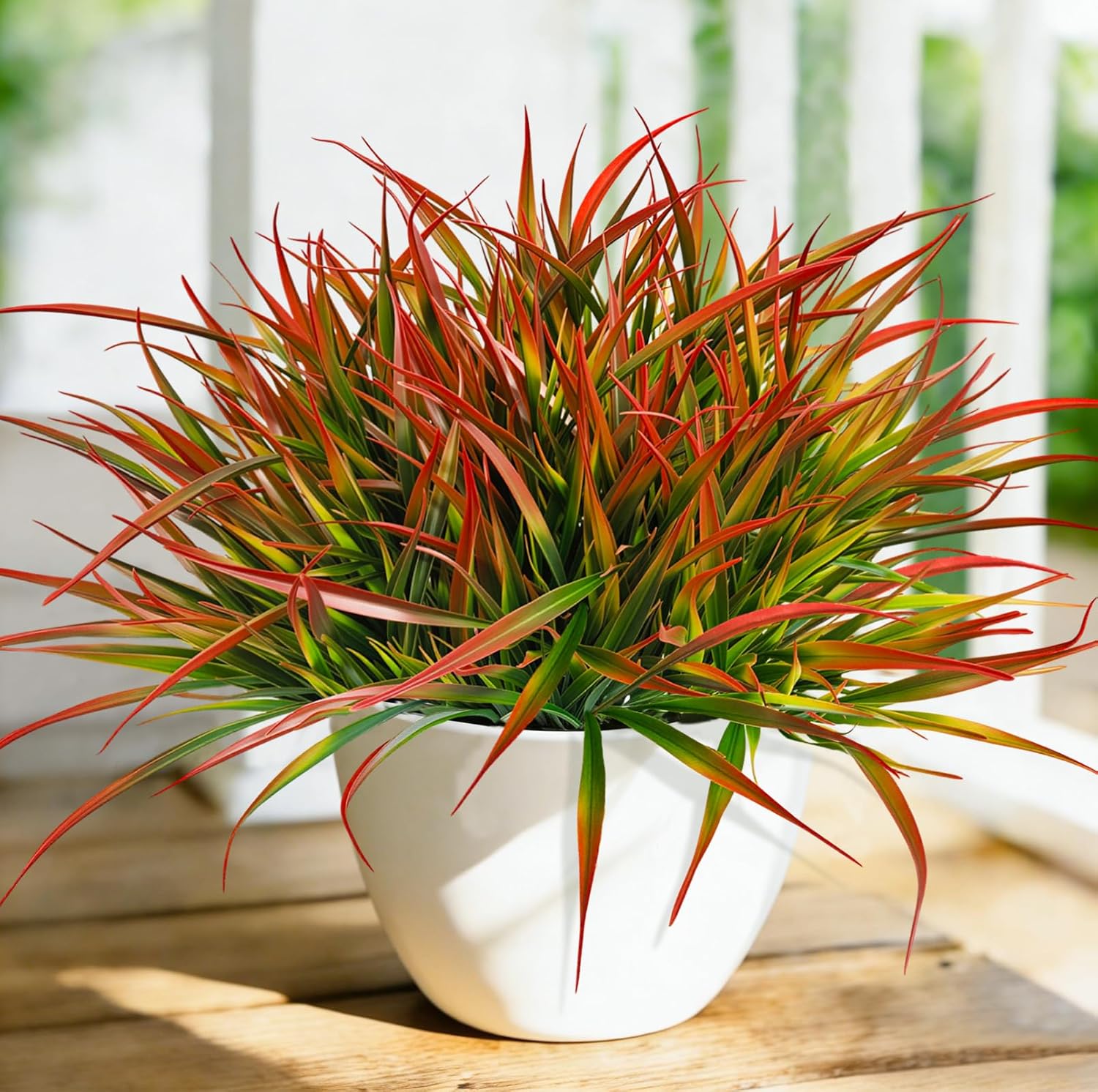 Artificial Plants Outdoor Fake Grass UV Resistant Faux Outdoor Plant / Red / Set of 20