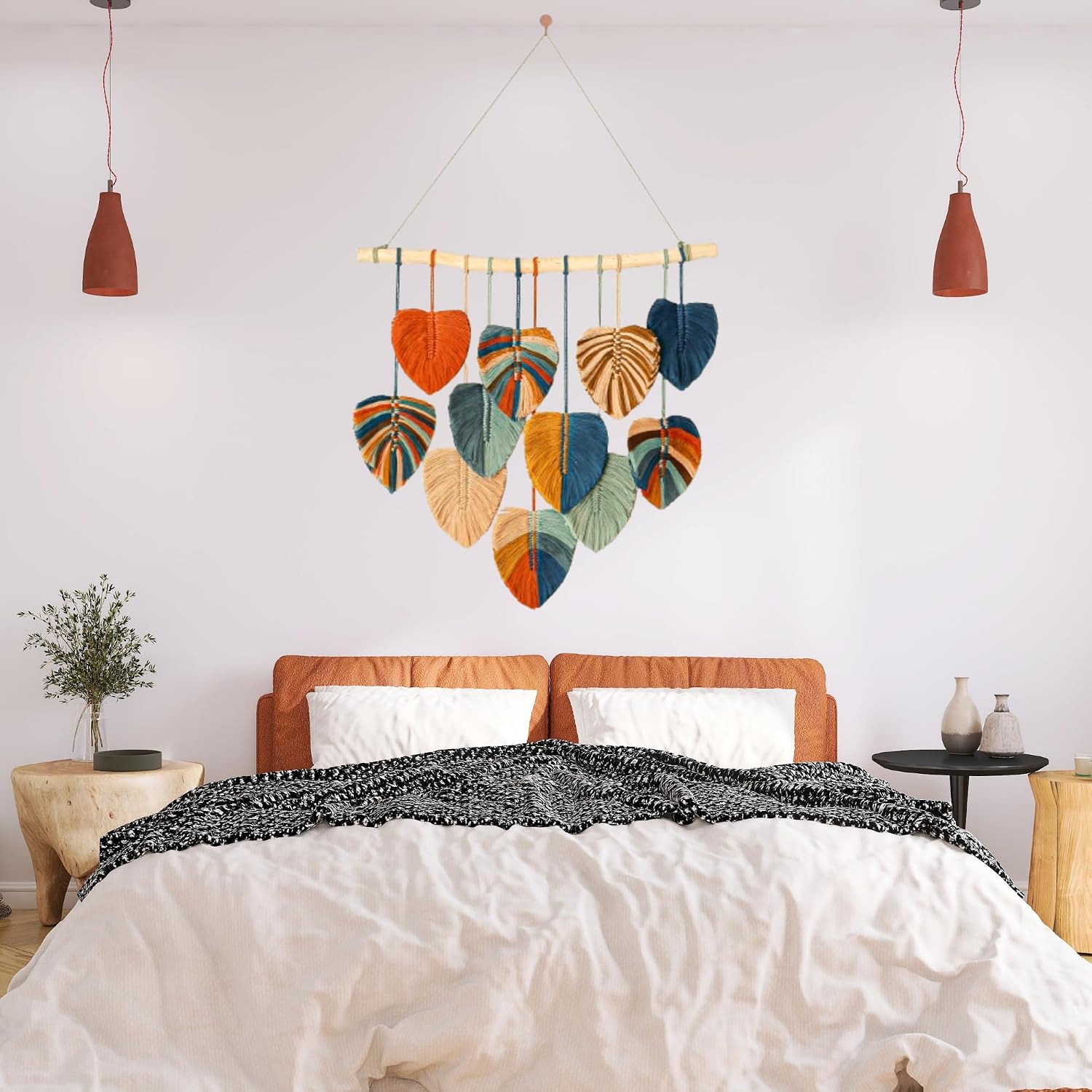 Boho Wall Decor / Beige, Orange, Mint, Mustard, Peacock, Brown / 31 x 39