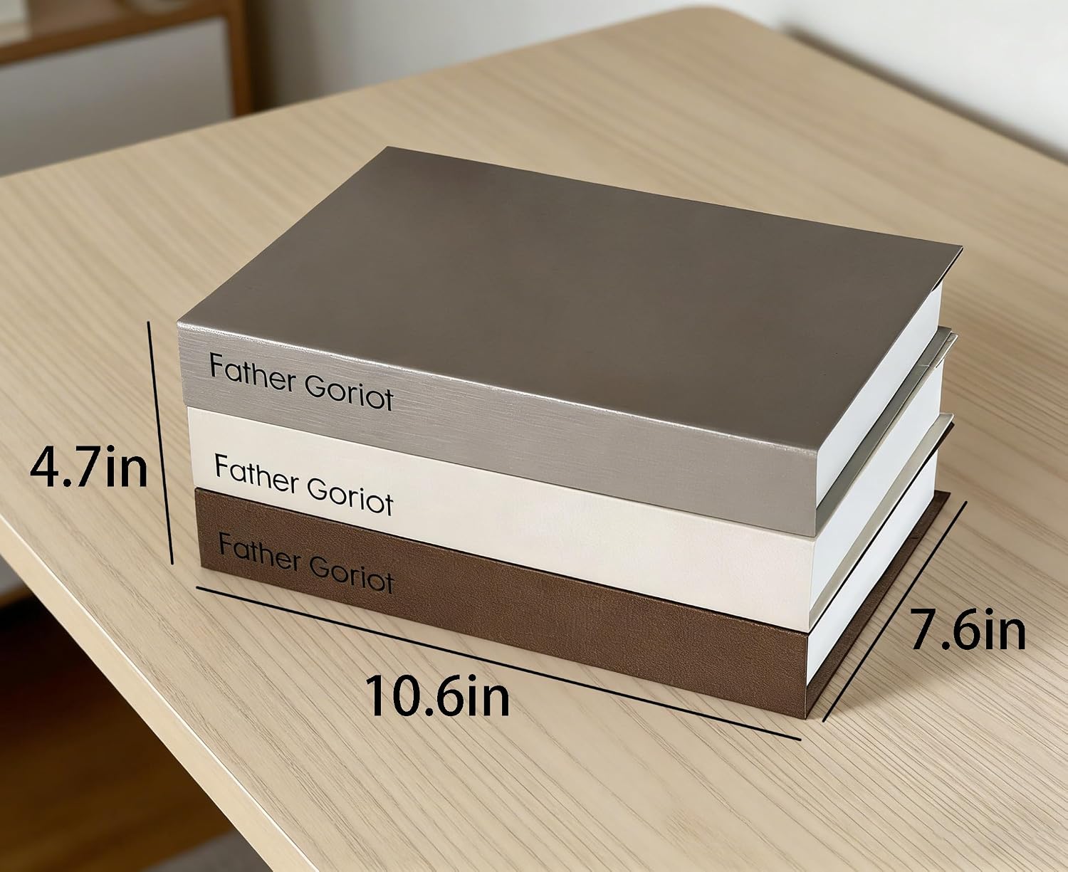 Decorative Books / Brown+grey + White / Set of 3