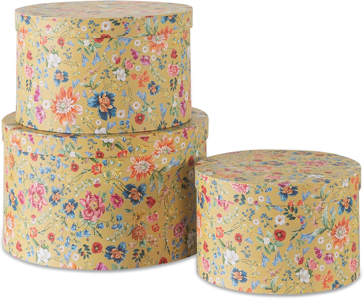 Round Hat Boxes / Botanica Bliss Gold / Set of 3