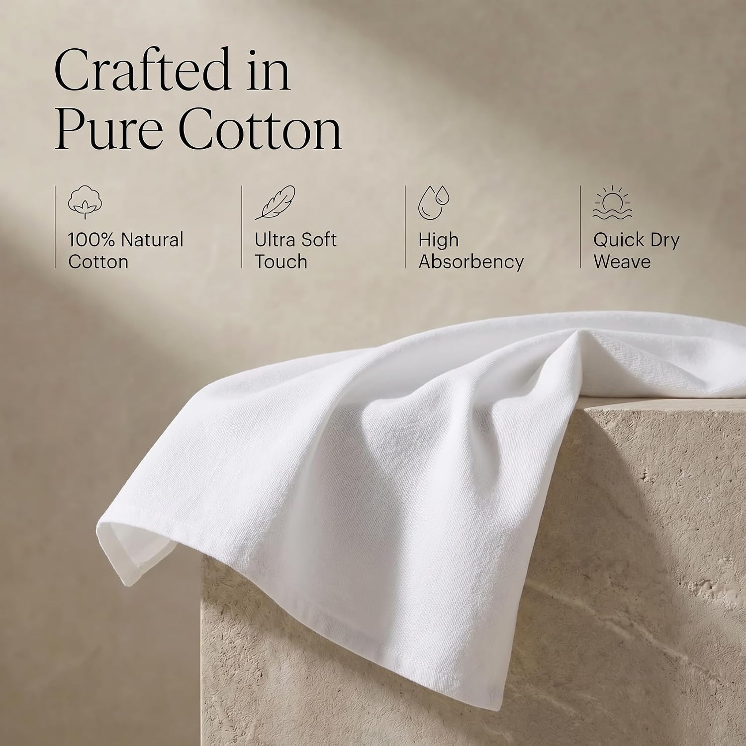 Urban Villa Kitchen Towels Cotton Dish Towels 20”x30” (Set of 6) White