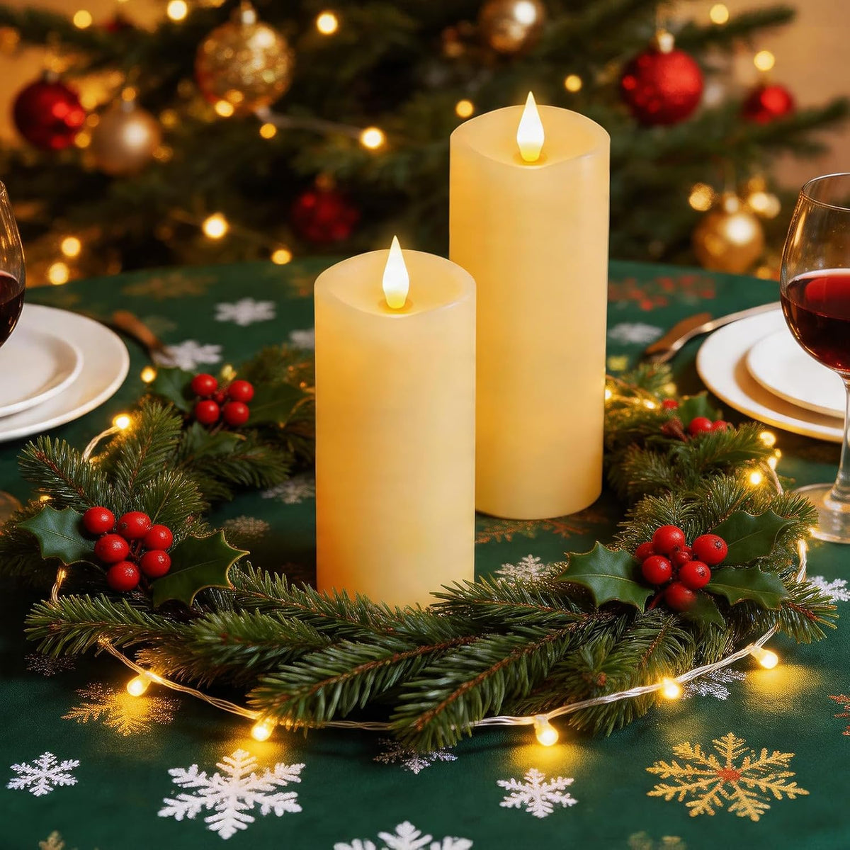 Flameless LED Candles 3"x8" Set of 2, Battery Operated with Remote & Timer, 600-Hour on 2 AA Batteries, Flickering