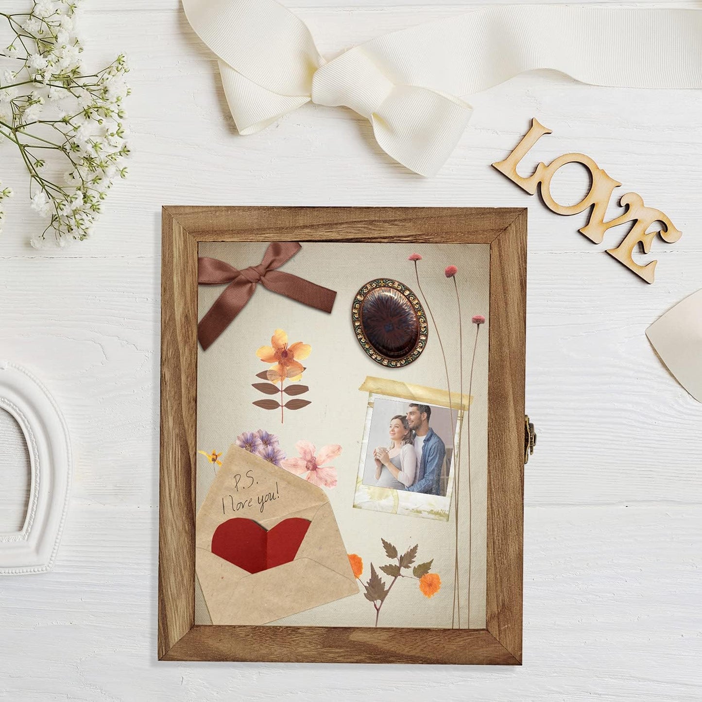 TJ.MOREE Shadow Box 11x14 Memory Display Case Wood Picture Frame Carbonized | Fits 10x13 Inserts with Linen Back &