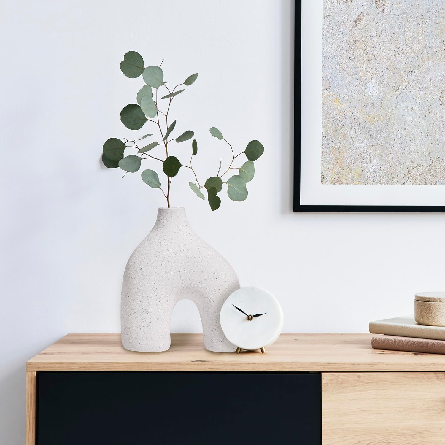 Modern Round U-Shaped Vase / 8 x 3.35 x 9.3 / White/black - U-shaped / Set of 2