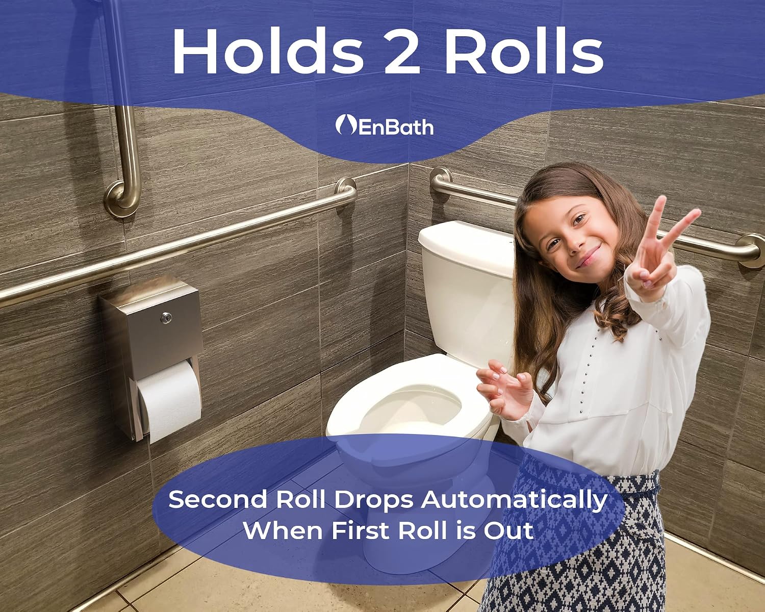 Commercial Toilet Paper Dispenser (2-Pack), 2 Roll Stainless Steel Toilet Paper Holder. Wall Mount, Locking Tissue