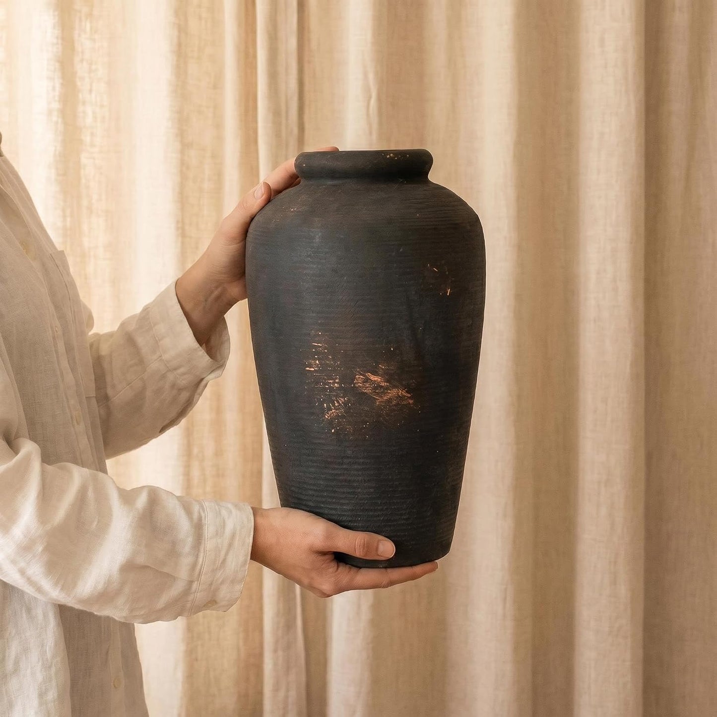 Distressed Bronze Terracotta Farmhouse Vase / 101-bronze