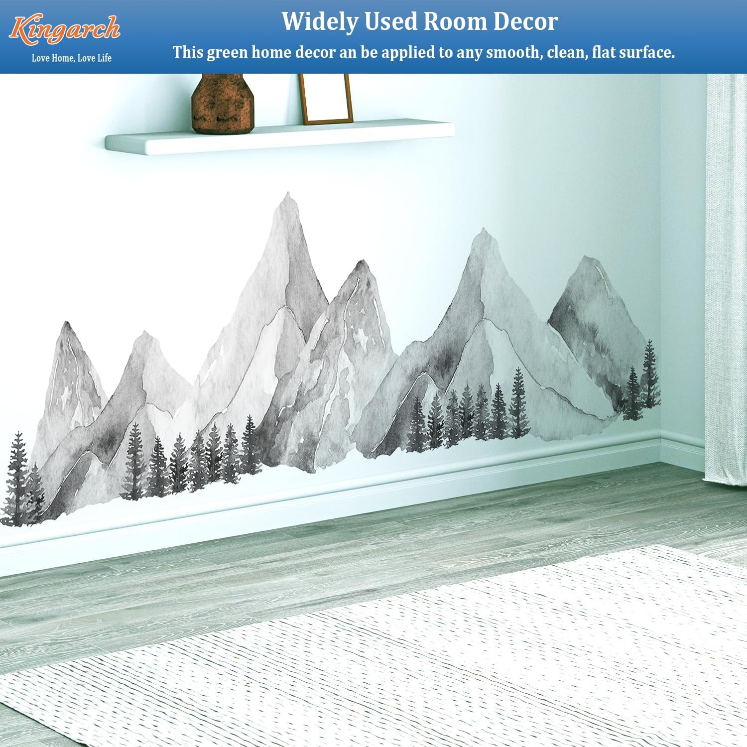 Large Mountain Wall Decals / Gray