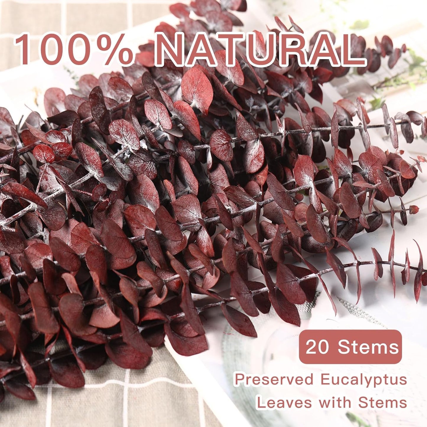 17'' Natural Real Live Eucalyptus Leaves Branches Hanging Shower / Red / Set of 20