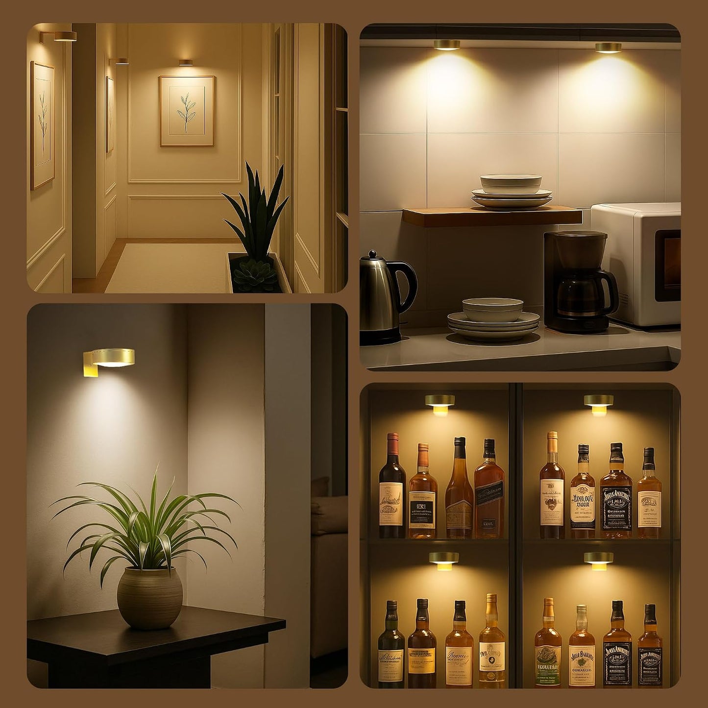 Picture Lights for Wall, Wireless Poster Lights Battery Operated, Gold | LED Magnetic Painting Light with Remote