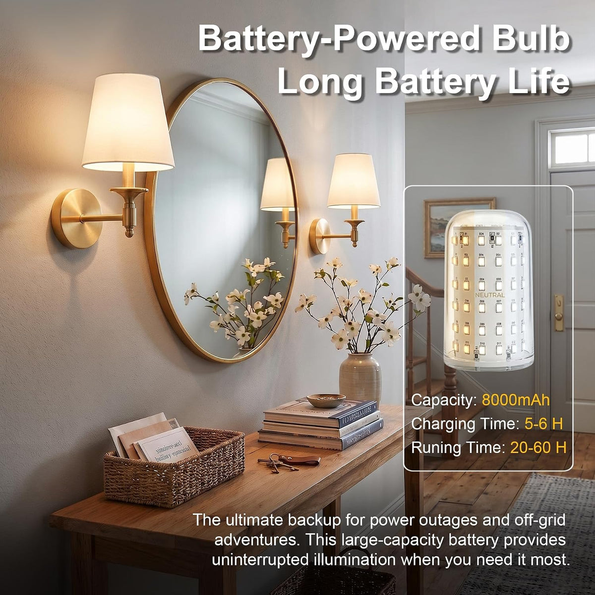 Gold Battery Operated Wall Sconce Set of 2, Wireless Wall Lights with 3 CCT Color Temperature & Dimmable Magnetic Bulb