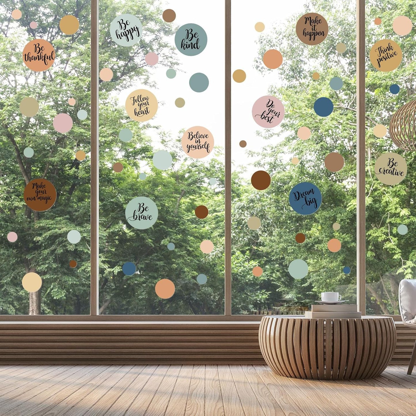 Polka Dot Wall Decals Inspirational Dots Wall Stickers Removable Peel / Morandi Color / Set of 576