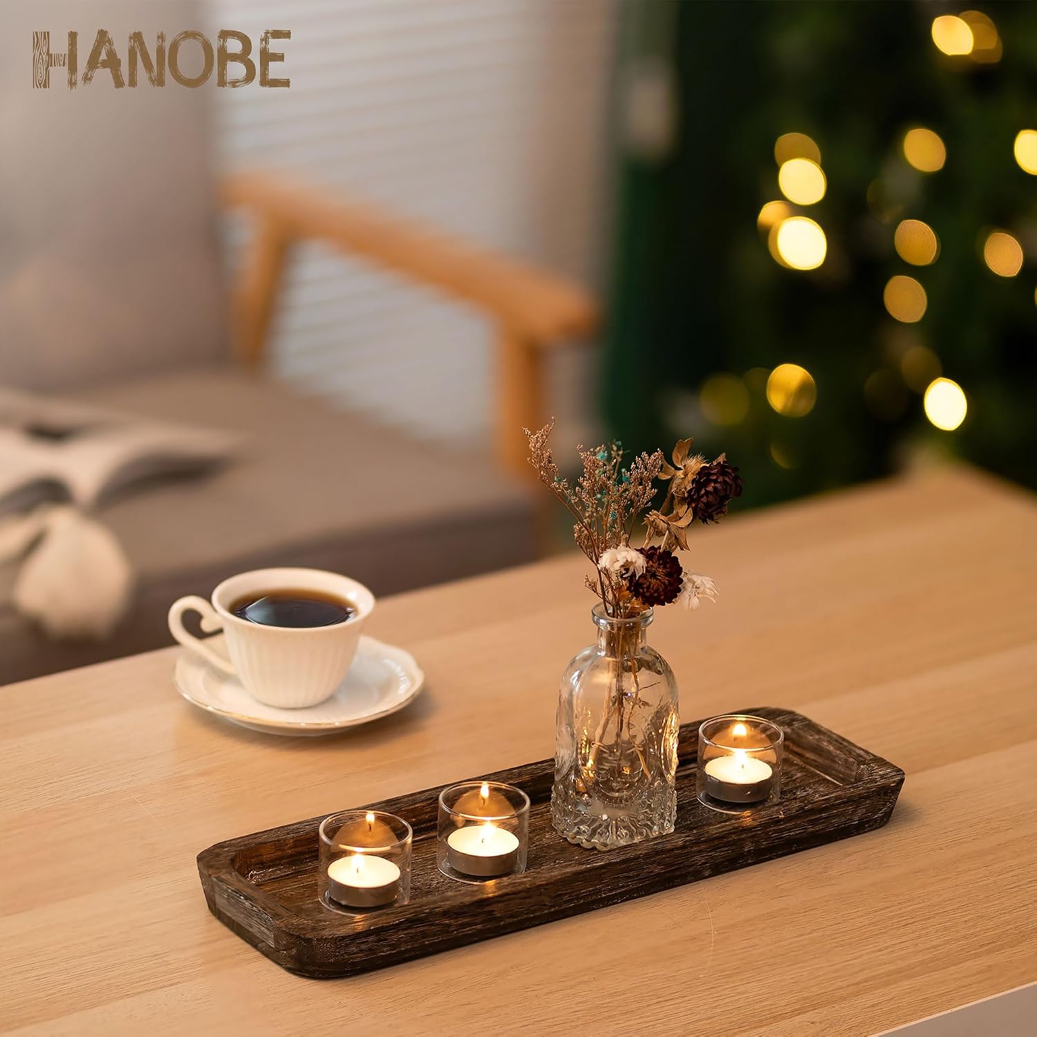 Rustic Wood Centerpiece Tray