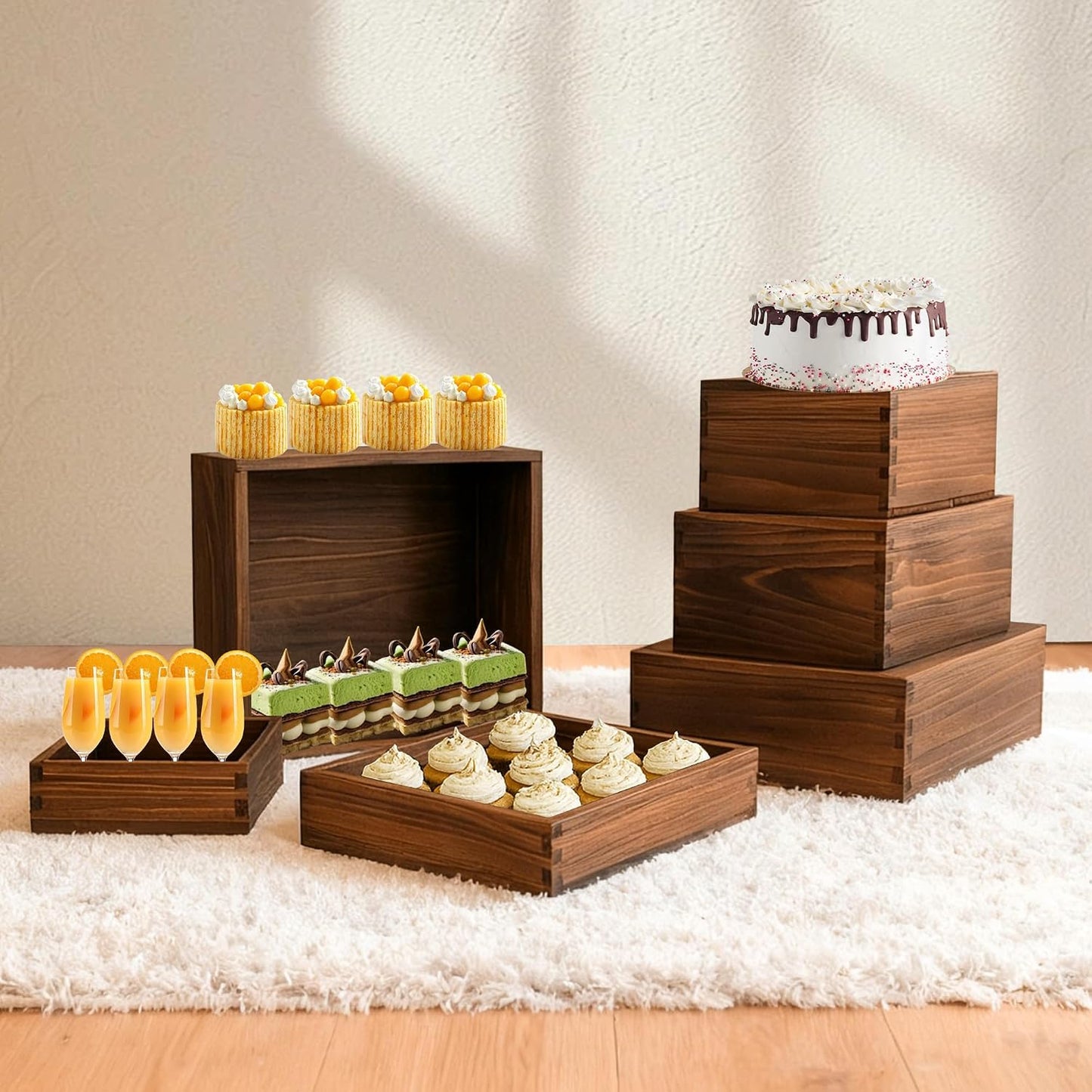 Wood Risers Display Stands / Set of 6