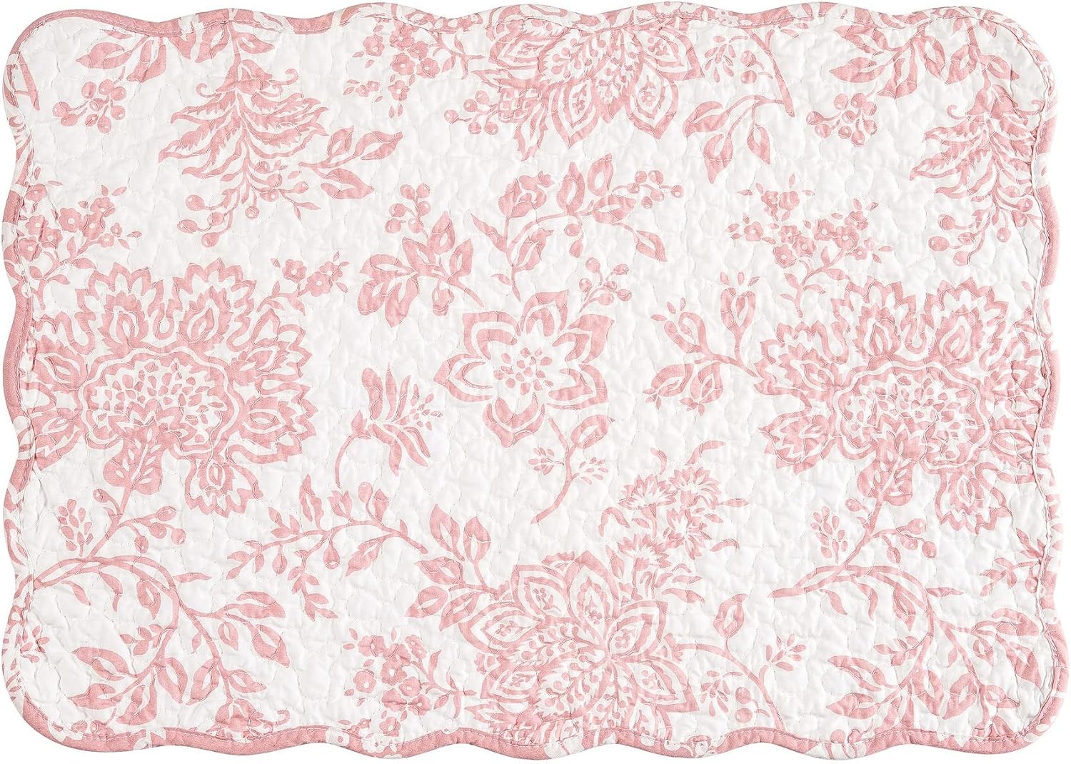 C&F Home Thea Pink Floral 100% Cotton Quilted Vintage Set of 6 Placemats, 13" x 19" All Seasons Spring Valentine's Day