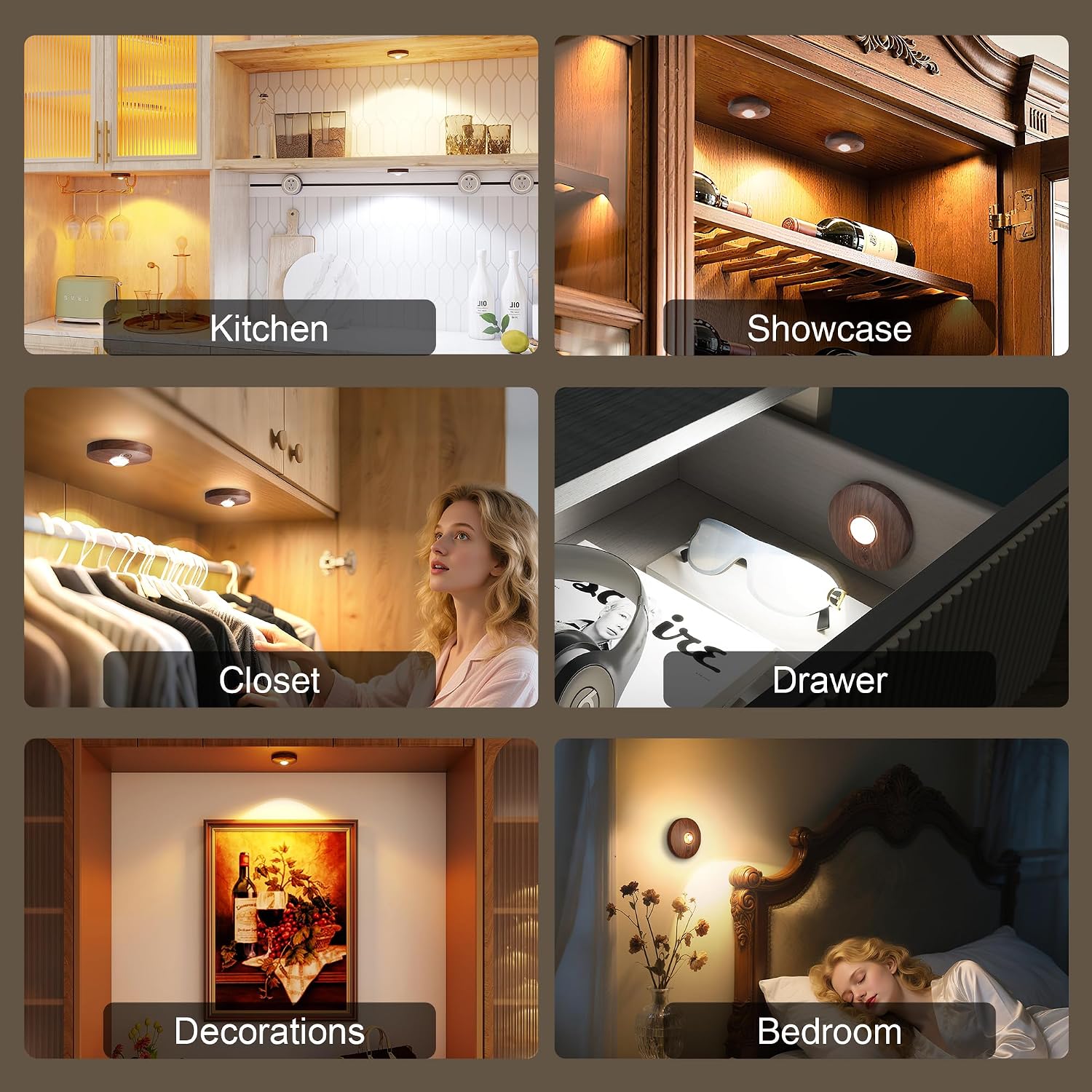 UNUSROOM Rechargeable Puck Lights with Remote Control,2000mAh High Capacity Battery Operated LED Under Cabinet