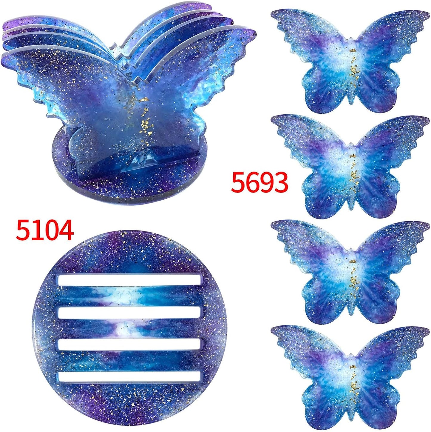 Butterfly Coaster Resin Mold Set / Red