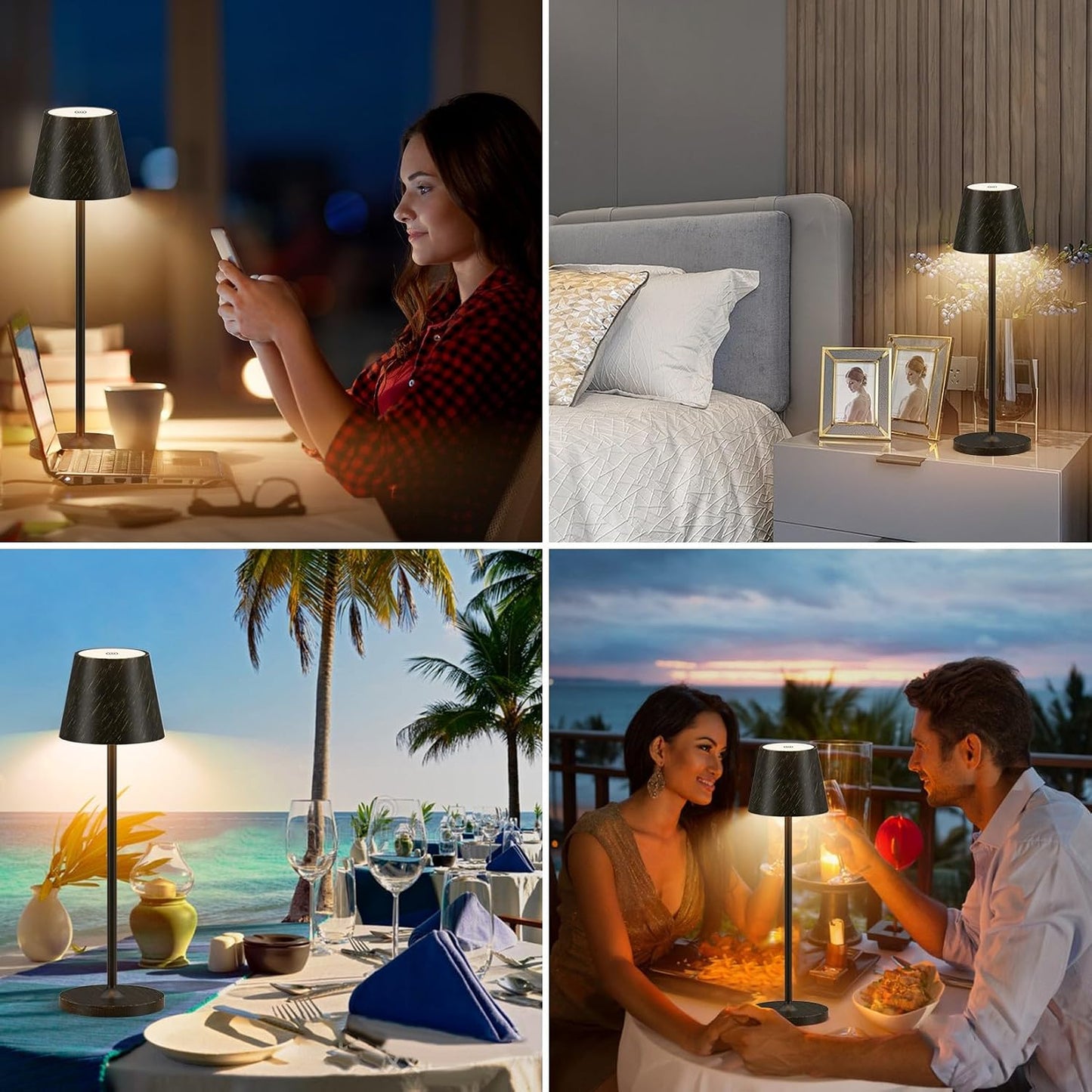 Ralaby IP54 Cordless Table Lamps Portable Rechargeable Battery Operated Lamp Aluminum Dimmable Indoor/Outdoor Cordless