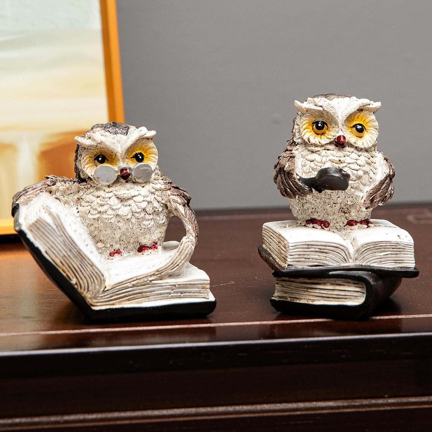 Adorable Reading Owl Statue / Set of 2