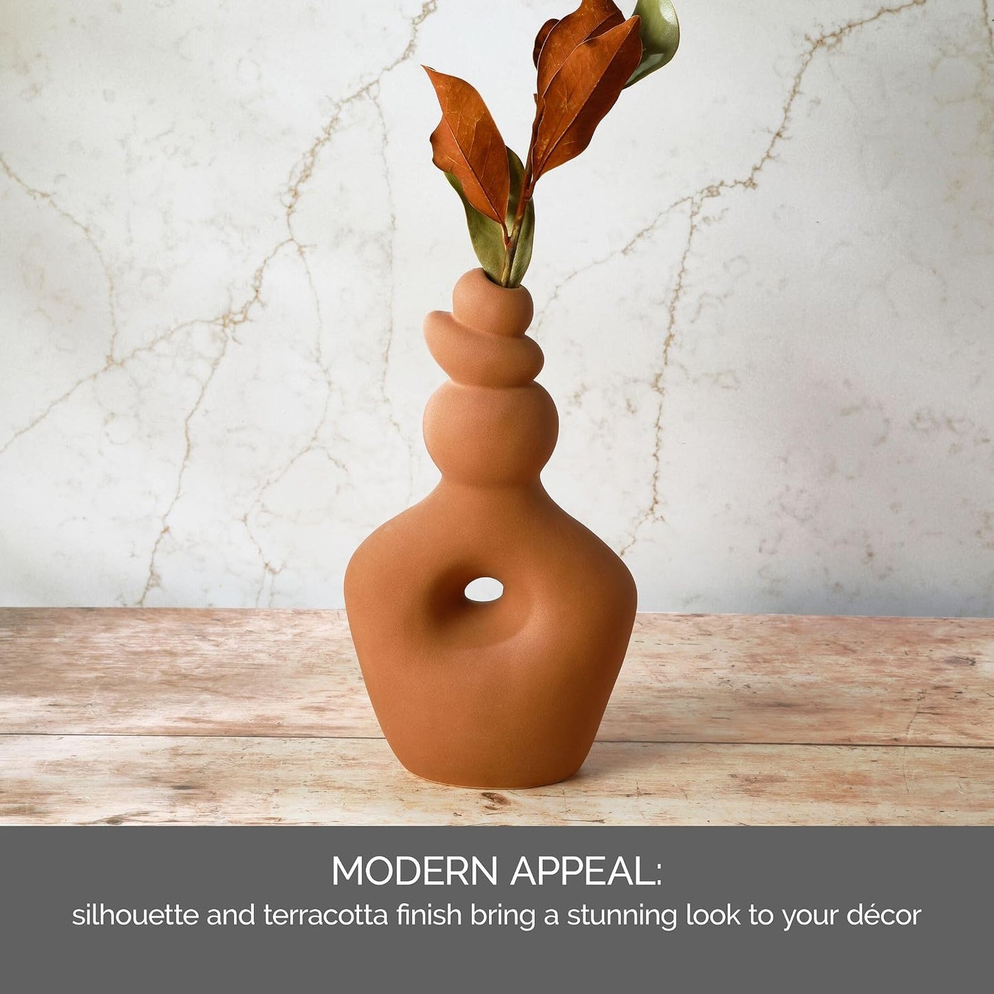 Terracotta Twist Ceramic Stoneware Vase / Teracotta / 13.4 Inch / 13.5 Inch