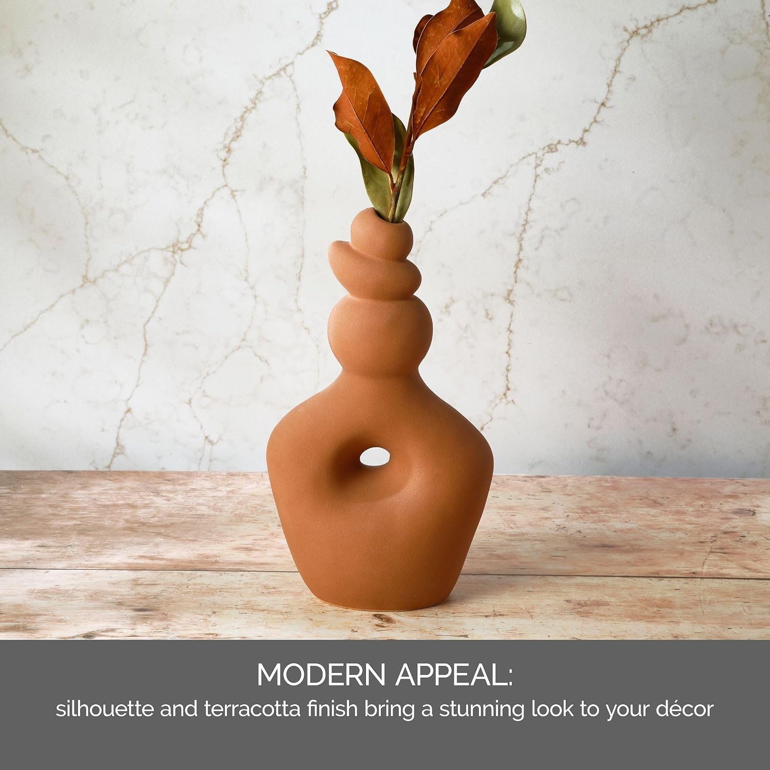 Terracotta Twist Ceramic Stoneware Vase / Teracotta / 13.4 Inch / 13.5 Inch