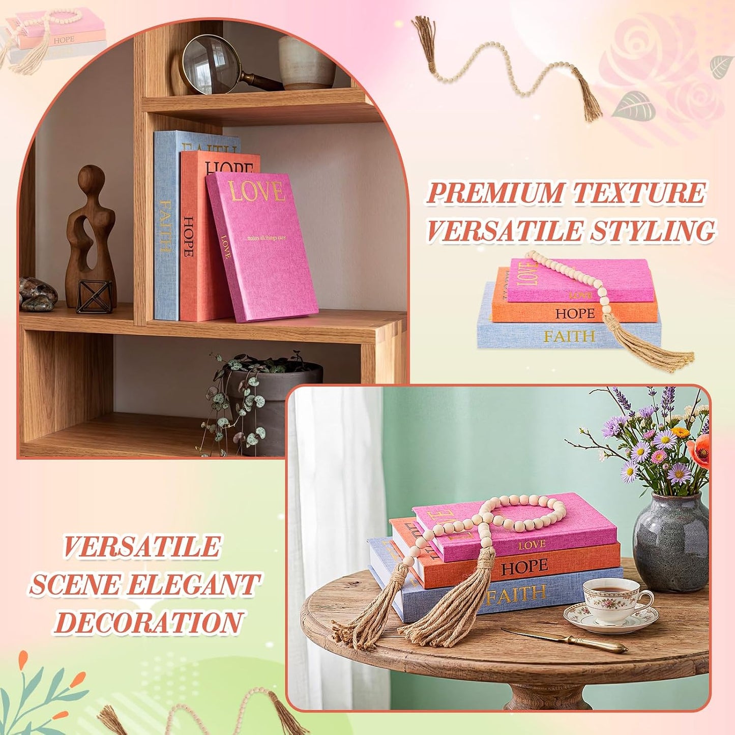 Linen Decorative Books / Colorful / Set of 3