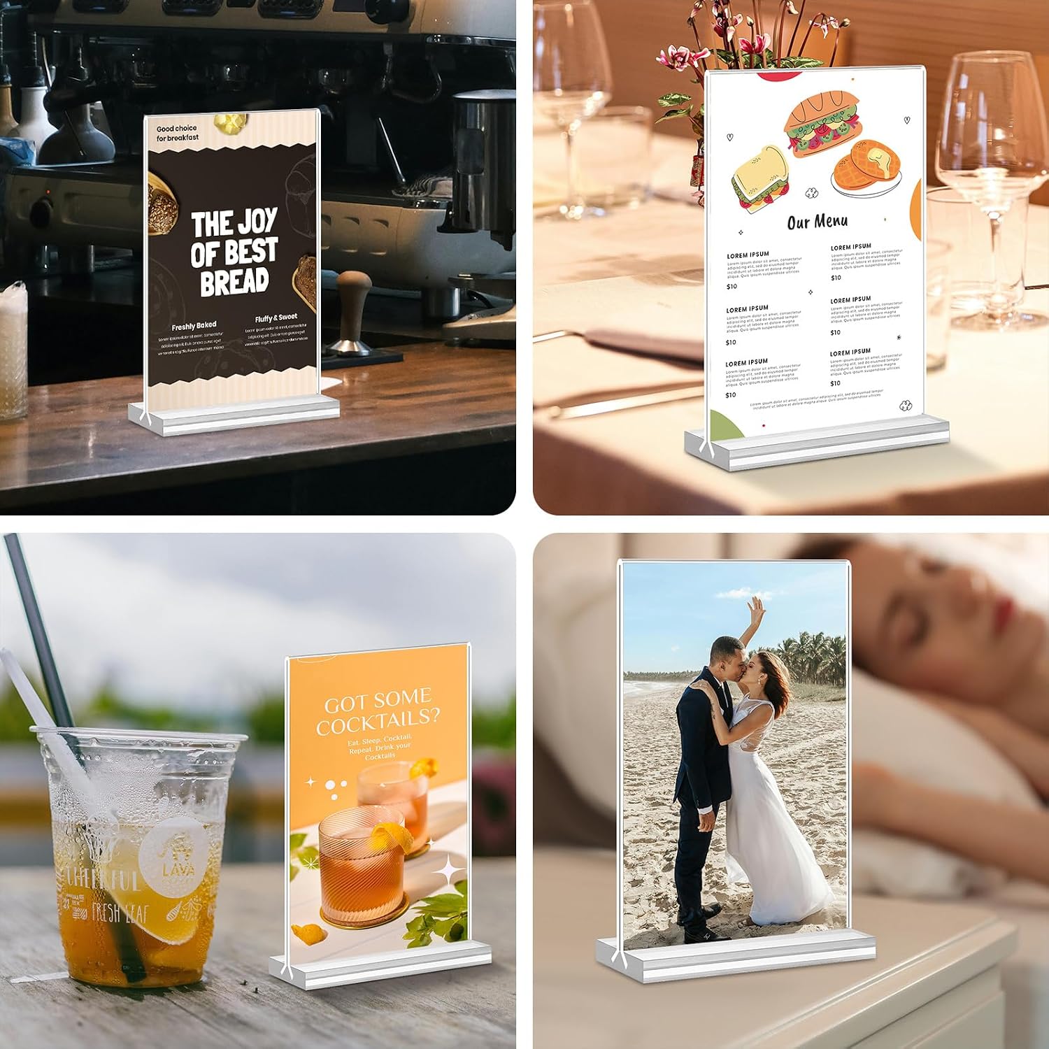 Acrylic Sign Holder / 4 x 6 / Vertical / Clear / Set of 15
