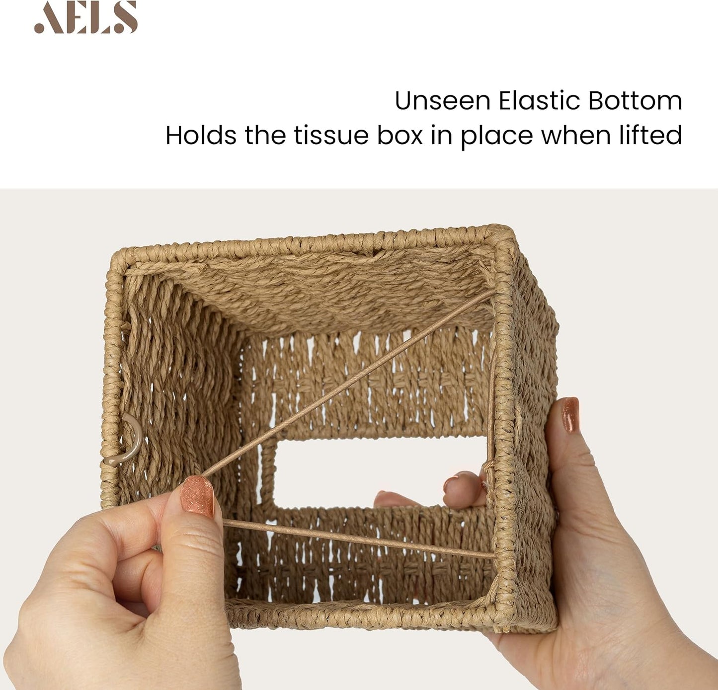 Farmhouse Tissue Box Cover / Natural / Square