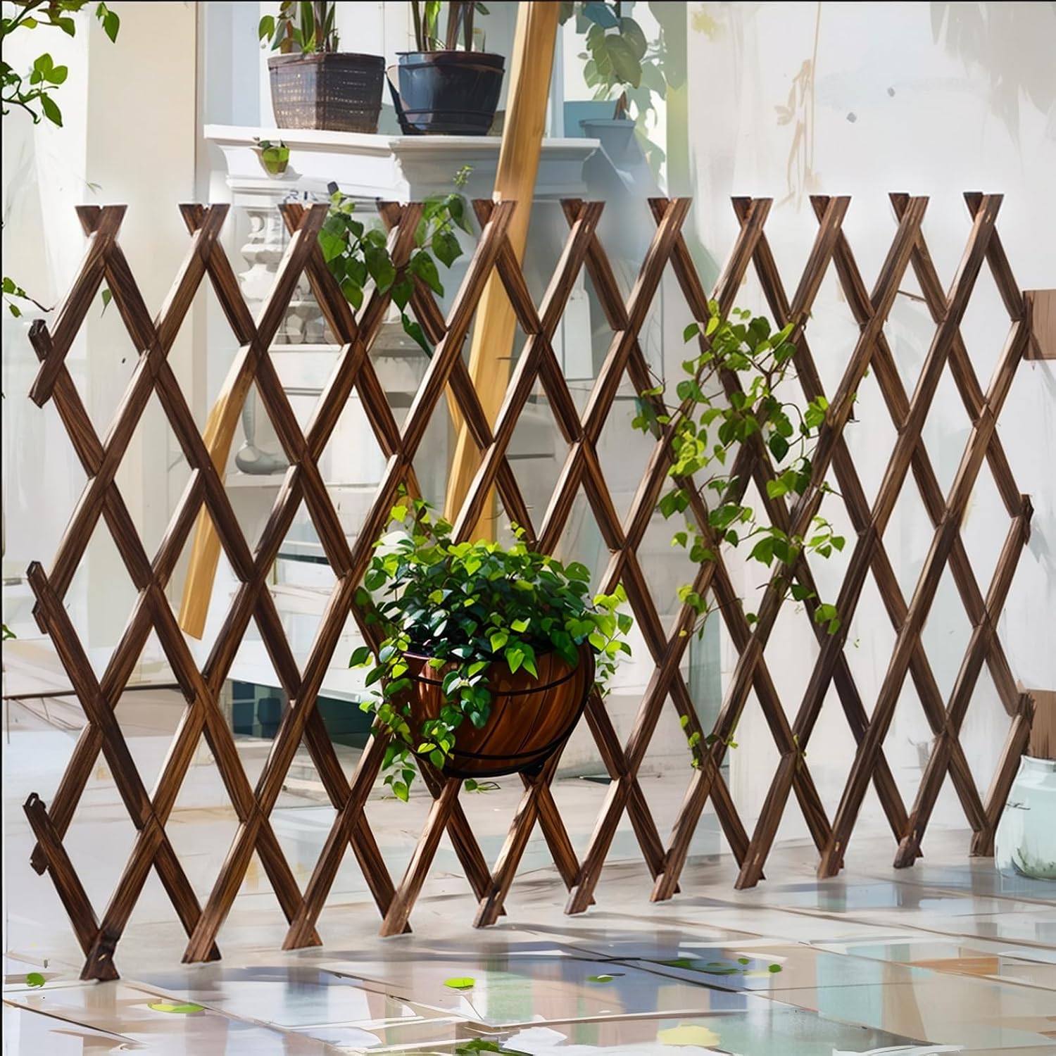 Expandable Garden Trellis, 38" x 89" Large Wooden Lattice Fence Wall Panel Lattice Trellis for Climbing Plants Outdoor