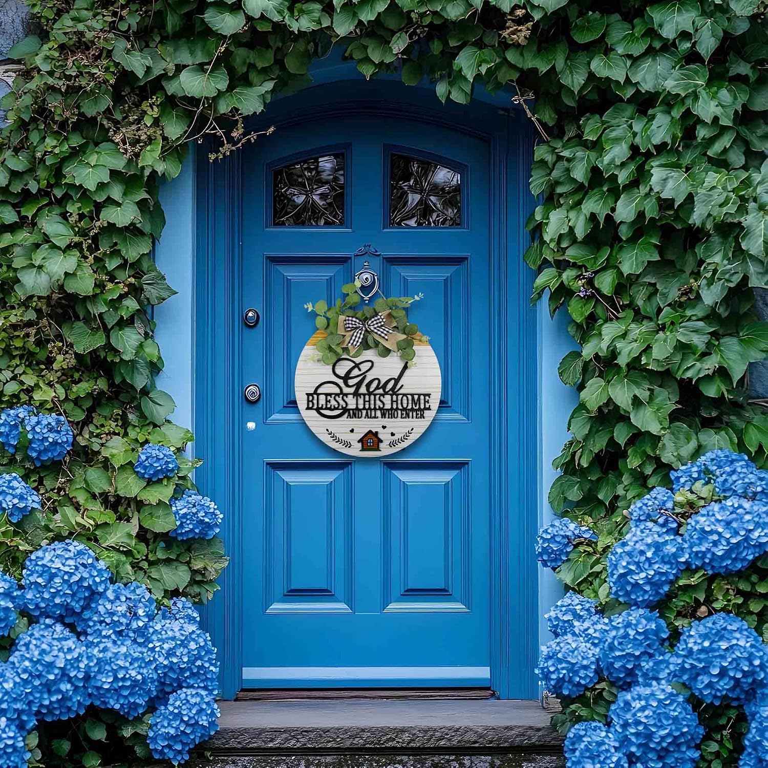 Farmhouse Door Wreaths / God Bless This Home - White