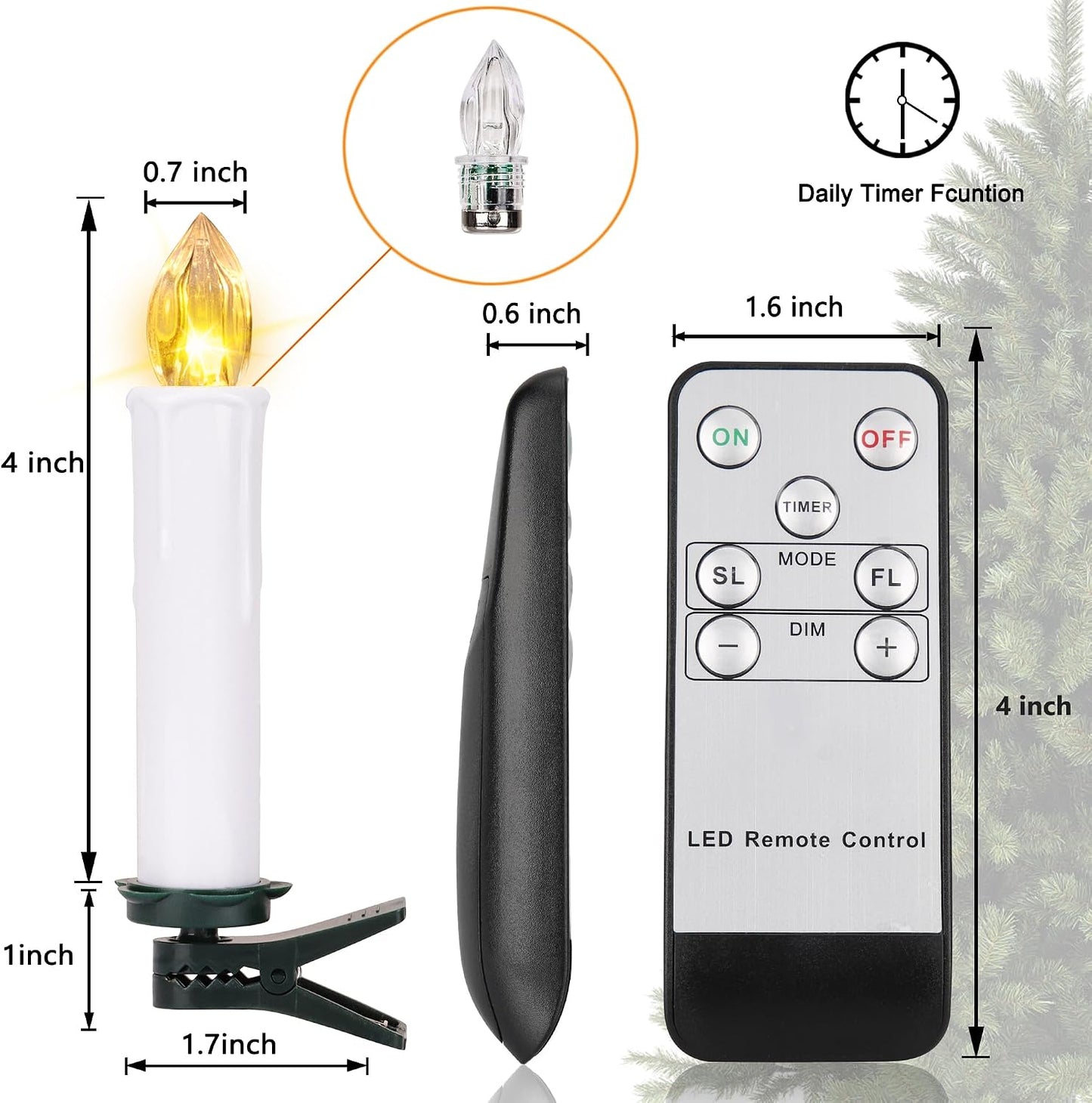 30PCS Flameless LED Taper Candles Battery Operated Christmas Tree Candle Lights With Remote Timer, Flickering Flame