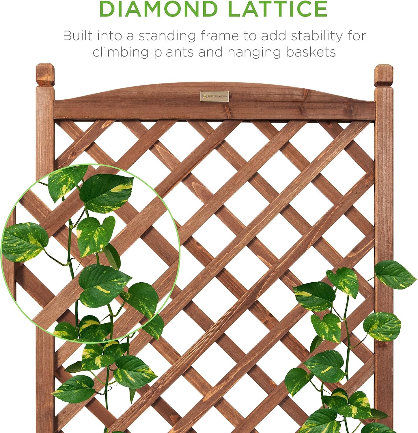 Best Choice Products Set of 2 48in Wood Planter Box & Diamond Lattice Trellis, Mobile Outdoor Raised Garden Bed for
