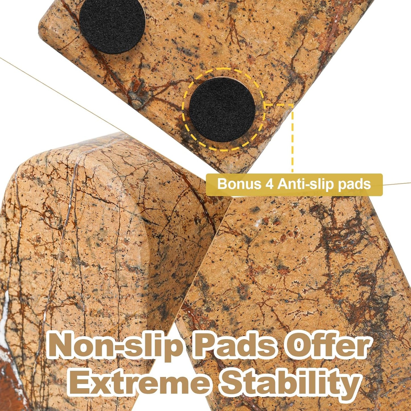Decorative Book Ends / Brown Red Marble-rainforest Gold