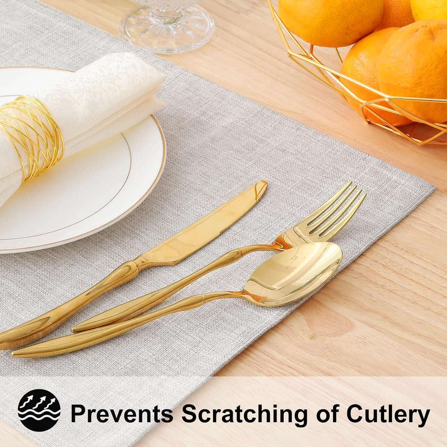 Faux Cotton Linen Placemats Set of 8, Cloth Washable Farmhouse Dining Table Mats for Indoors & Outdoors, Easy to Clean